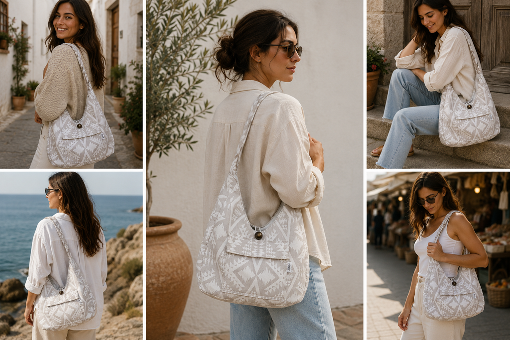 Boho Shoulder Bag – Handmade Fabric Tote