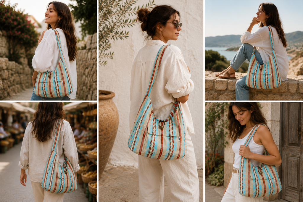 Boho Shoulder Bag – Handmade Fabric Tote