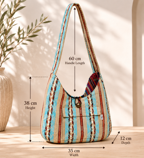 Boho Shoulder Bag – Handmade Fabric Tote