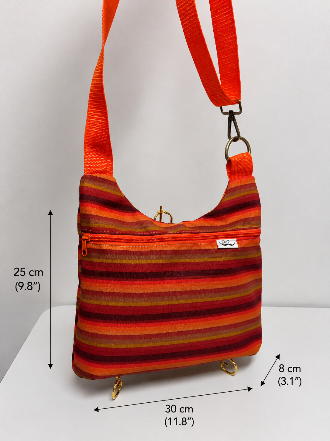 Sunset Stripe Crossbody Bag – Handmade Waterproof Canvas Purse
