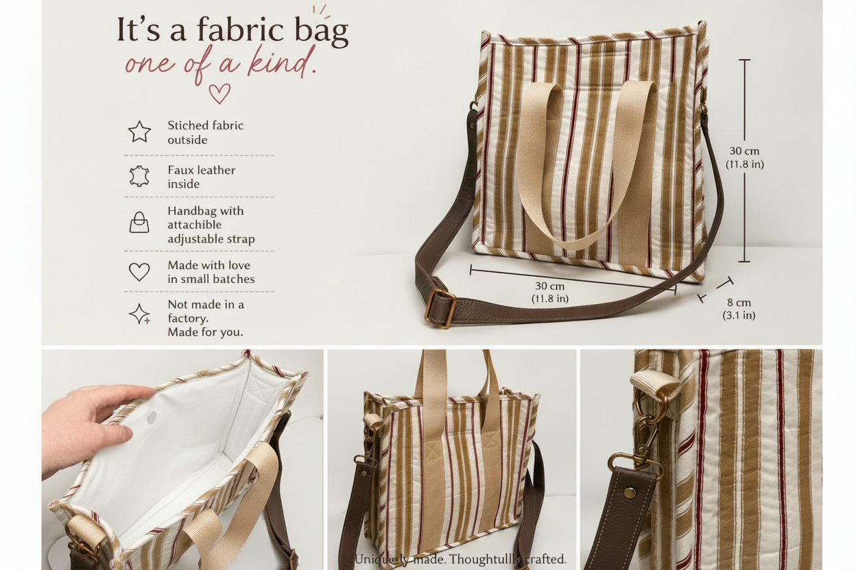 Handmade Quilted Tote Bag One of a Kind Everyday Bag