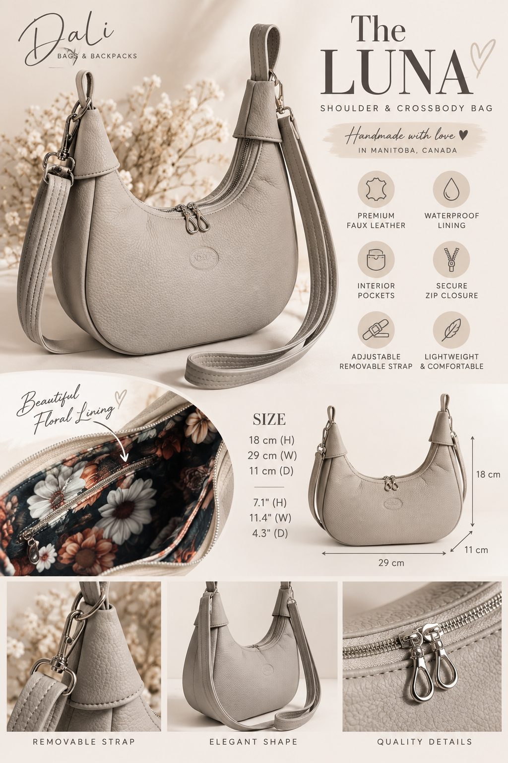 The Luna – Convertible Hobo Shoulder & Crossbody Bag