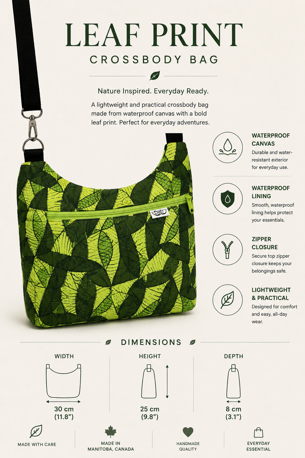 Leaf Print Crossbody Bag