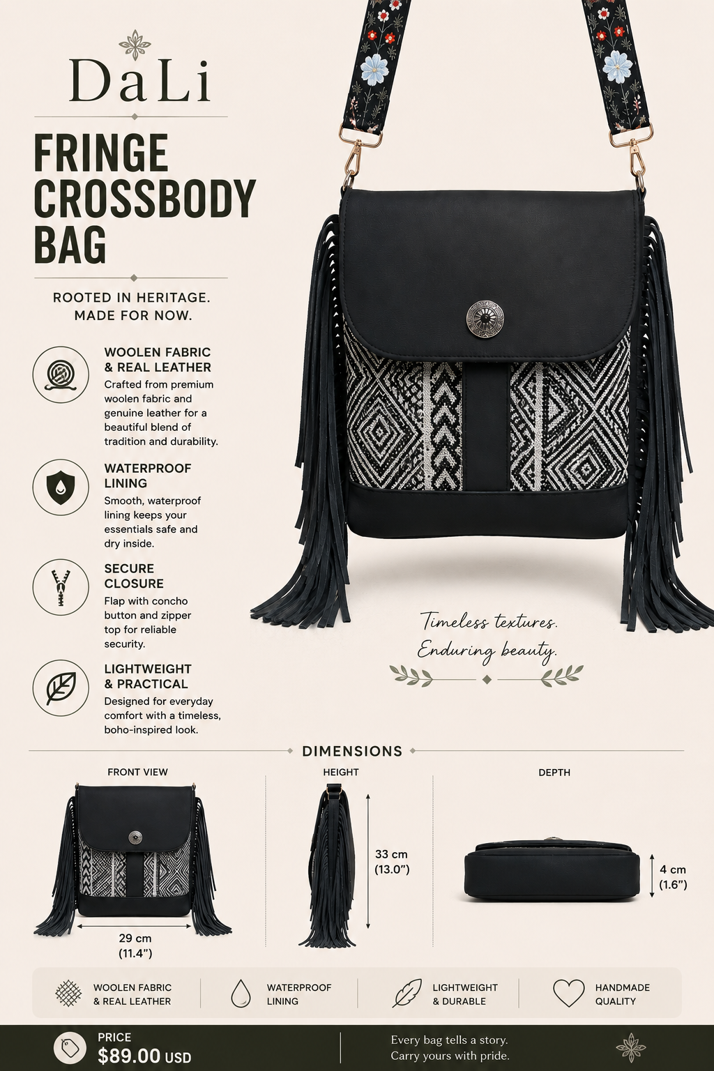DaLi Western Fringe Crossbody Bag