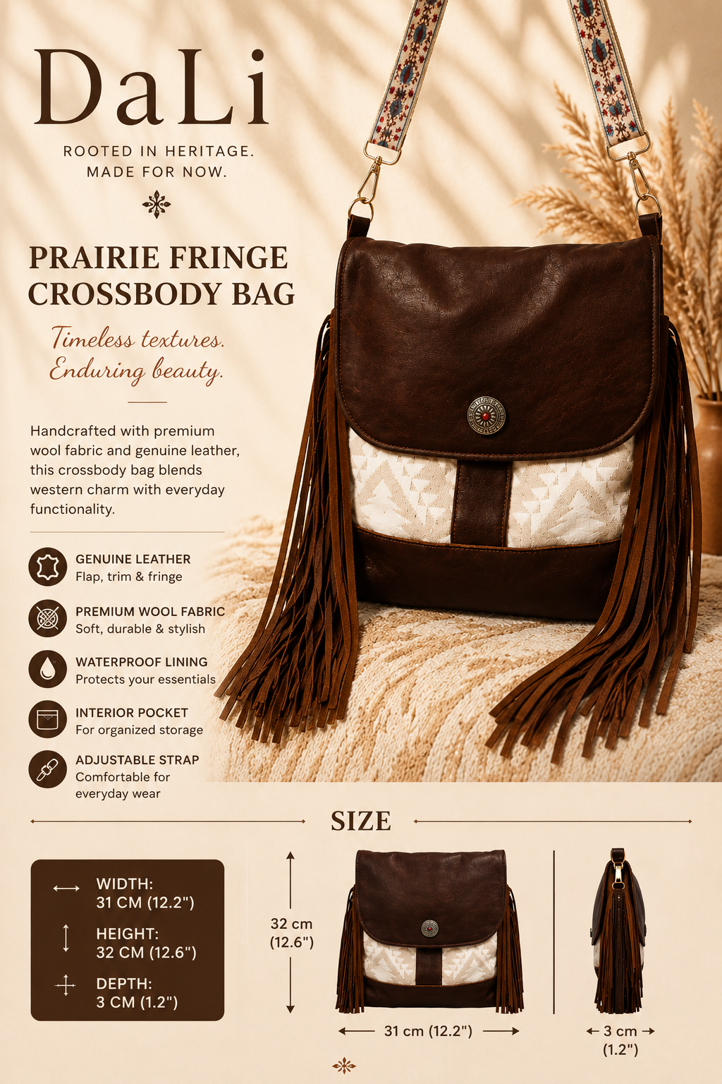 DaLi Prairie Fringe Crossbody Bag