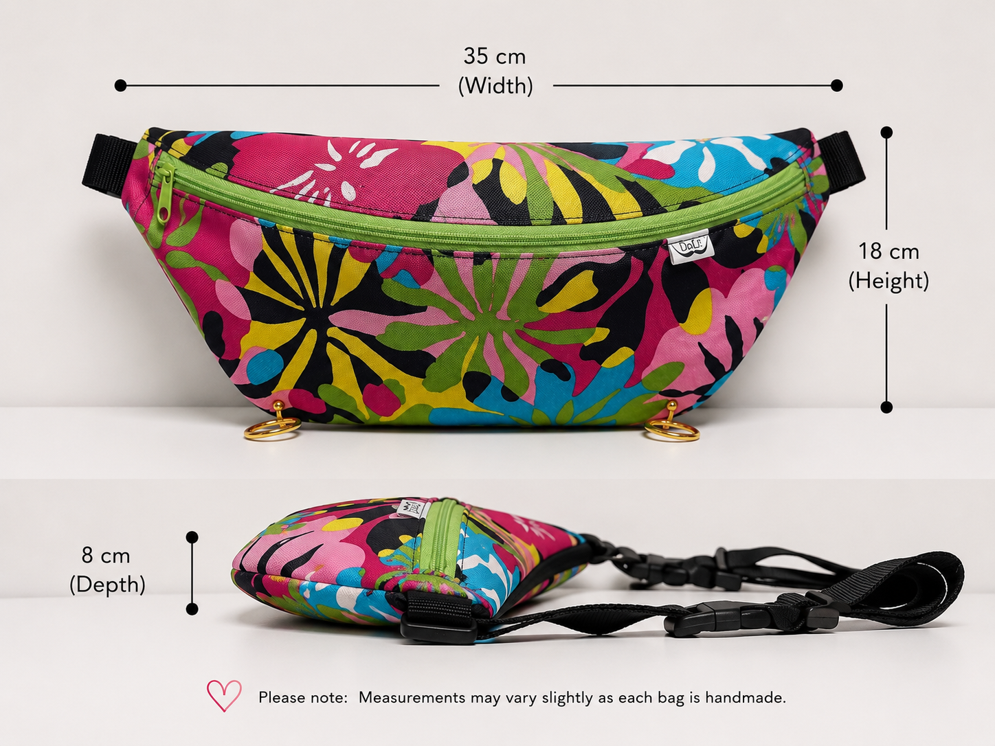Canvas Waist Bag / Crossbody Bag – Colourful Floral Print