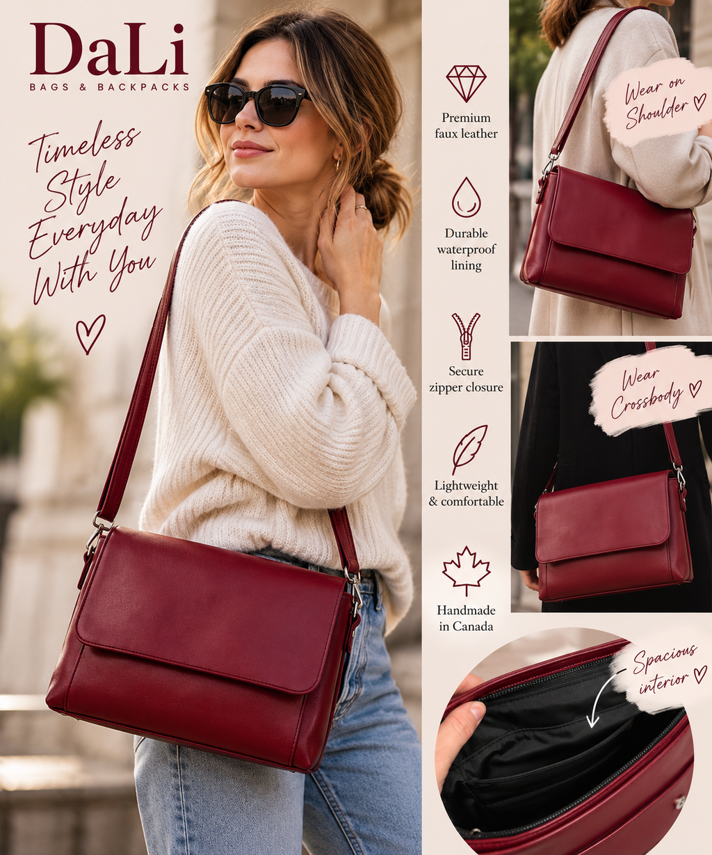 Bordeaux Classic Flap Shoulder Bag