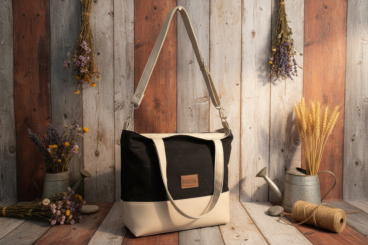 Two-Tone Black & Cream Everyday Tote