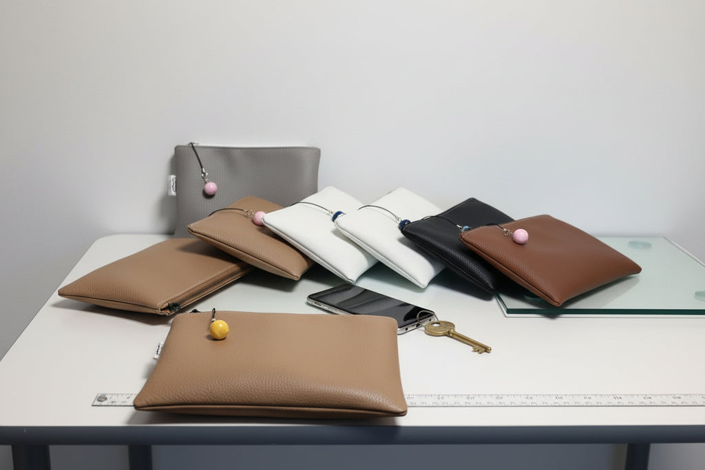 Handmade Faux Leather Pouch with Apple Charm