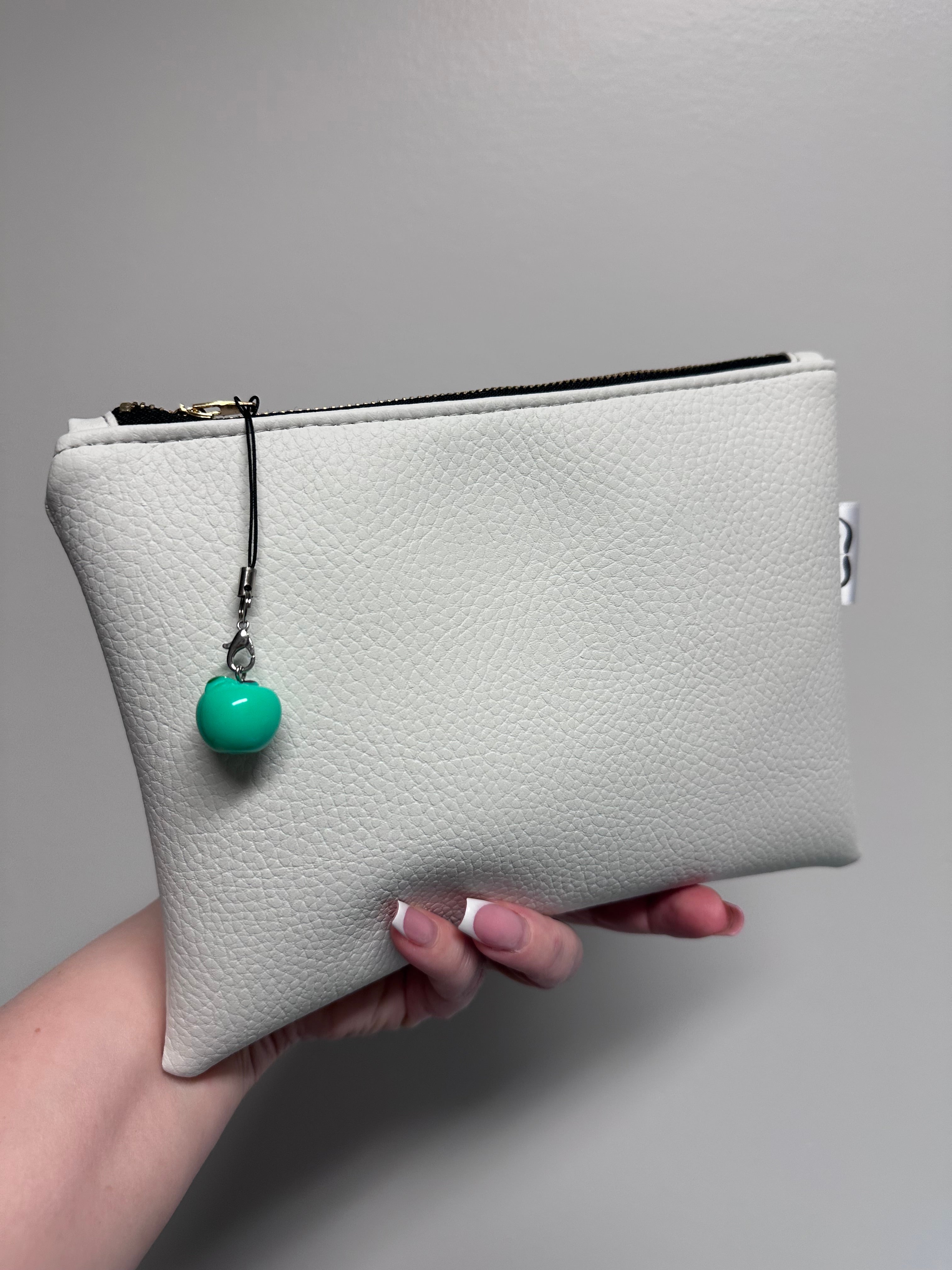 Handmade Faux Leather Pouch with Apple Charm