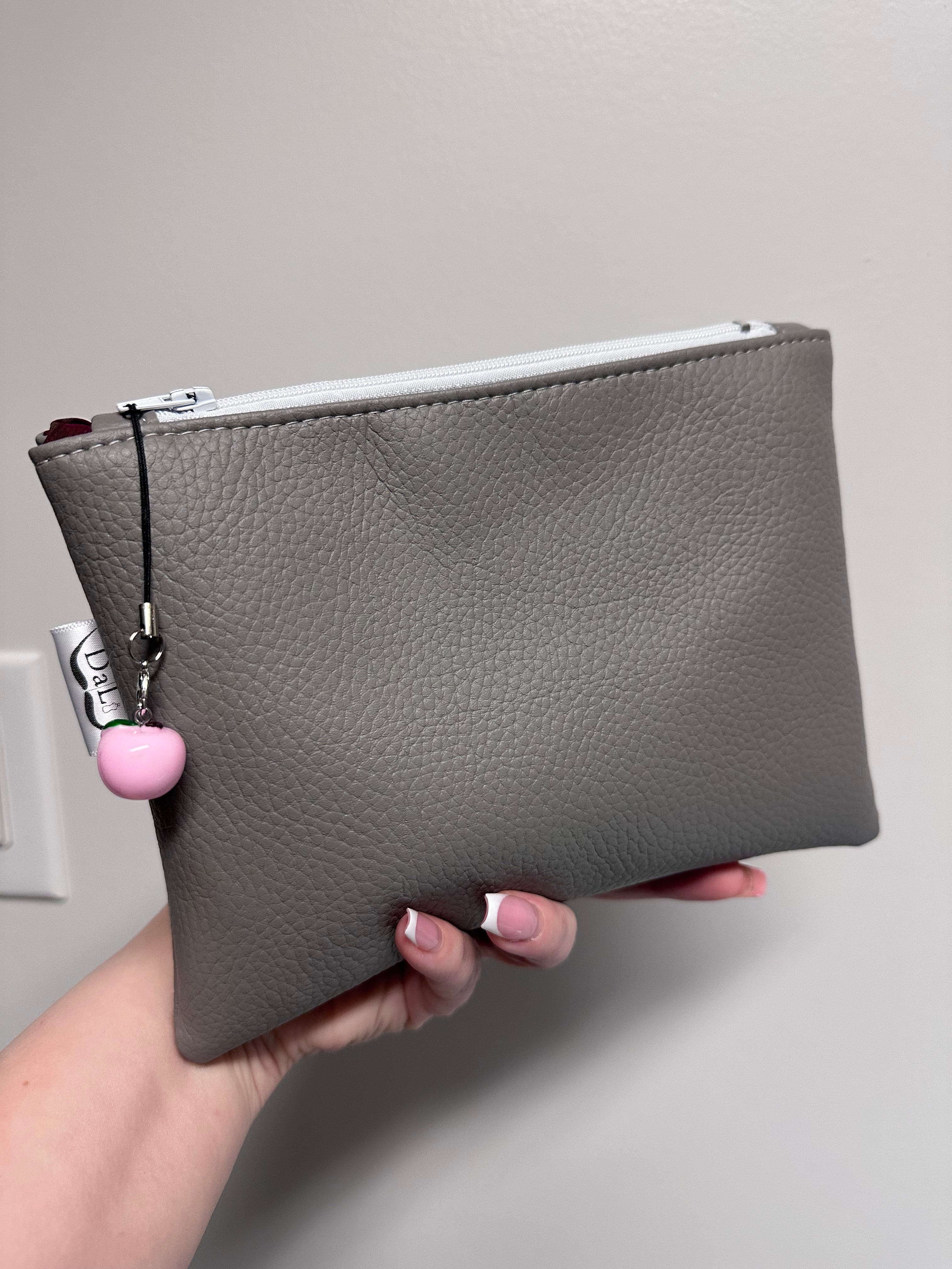 Handmade Faux Leather Pouch with Apple Charm