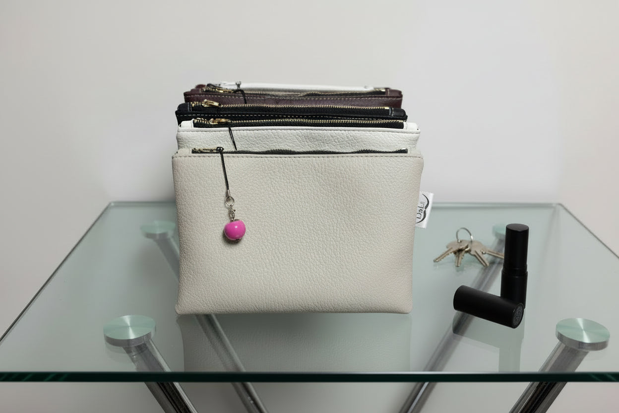 Handmade Faux Leather Pouch with Apple Charm