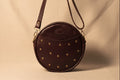 Handmade Genuine Leather Brown Studded Crossbody Bag