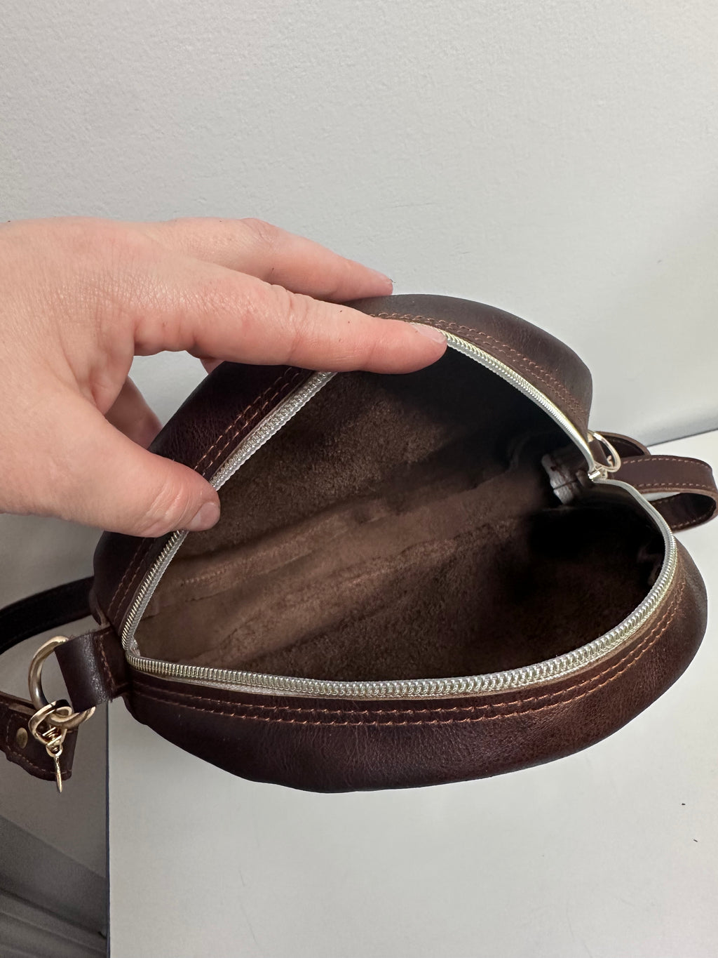 Handmade Genuine Leather Brown Studded Crossbody Bag