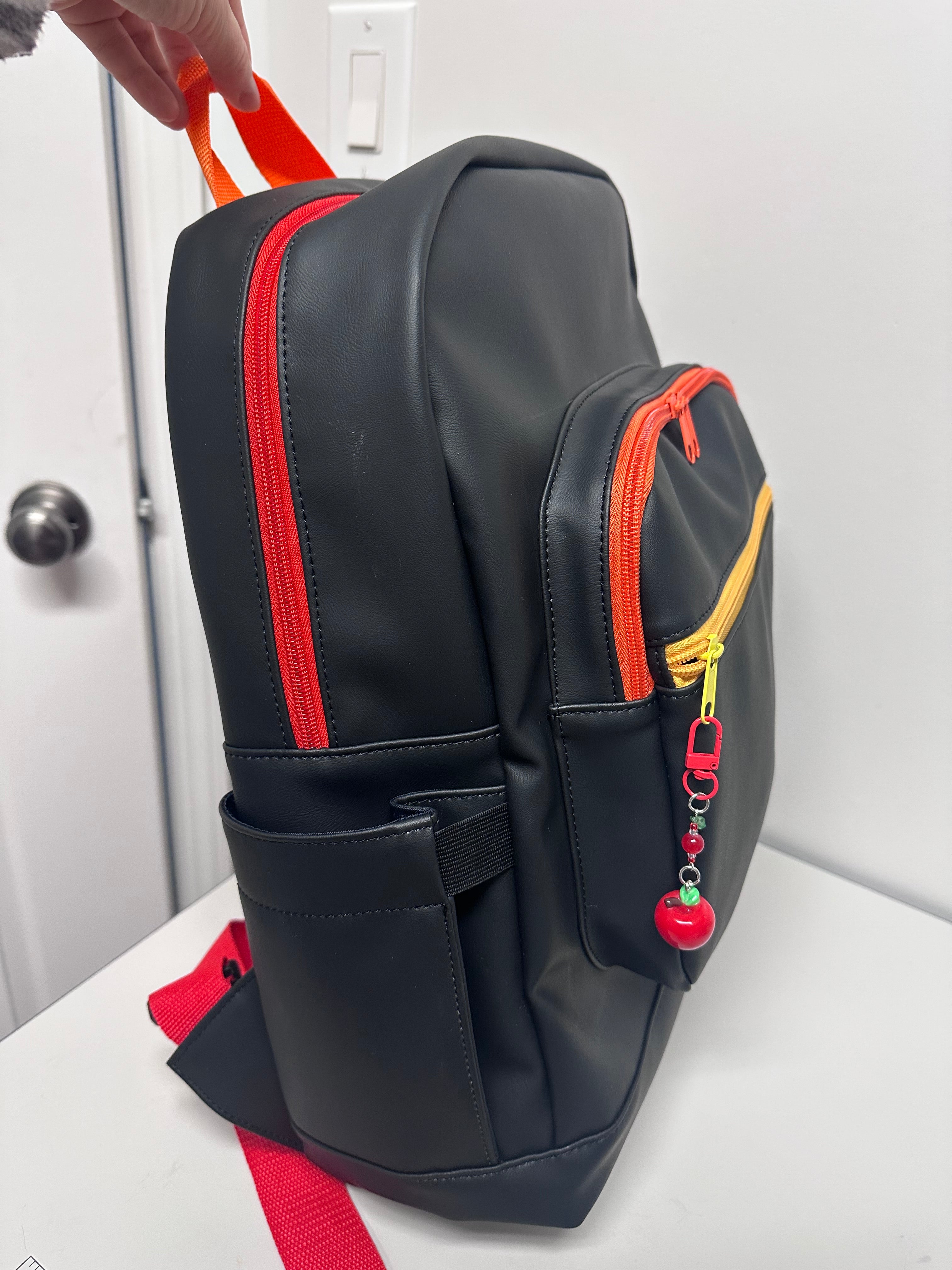 dael faux leather backpack Luxury - Red - Premium Leather the Essential Backpack boasts a spacious internal compartment with a dual zip Handmade Large Faux Leather Backpack