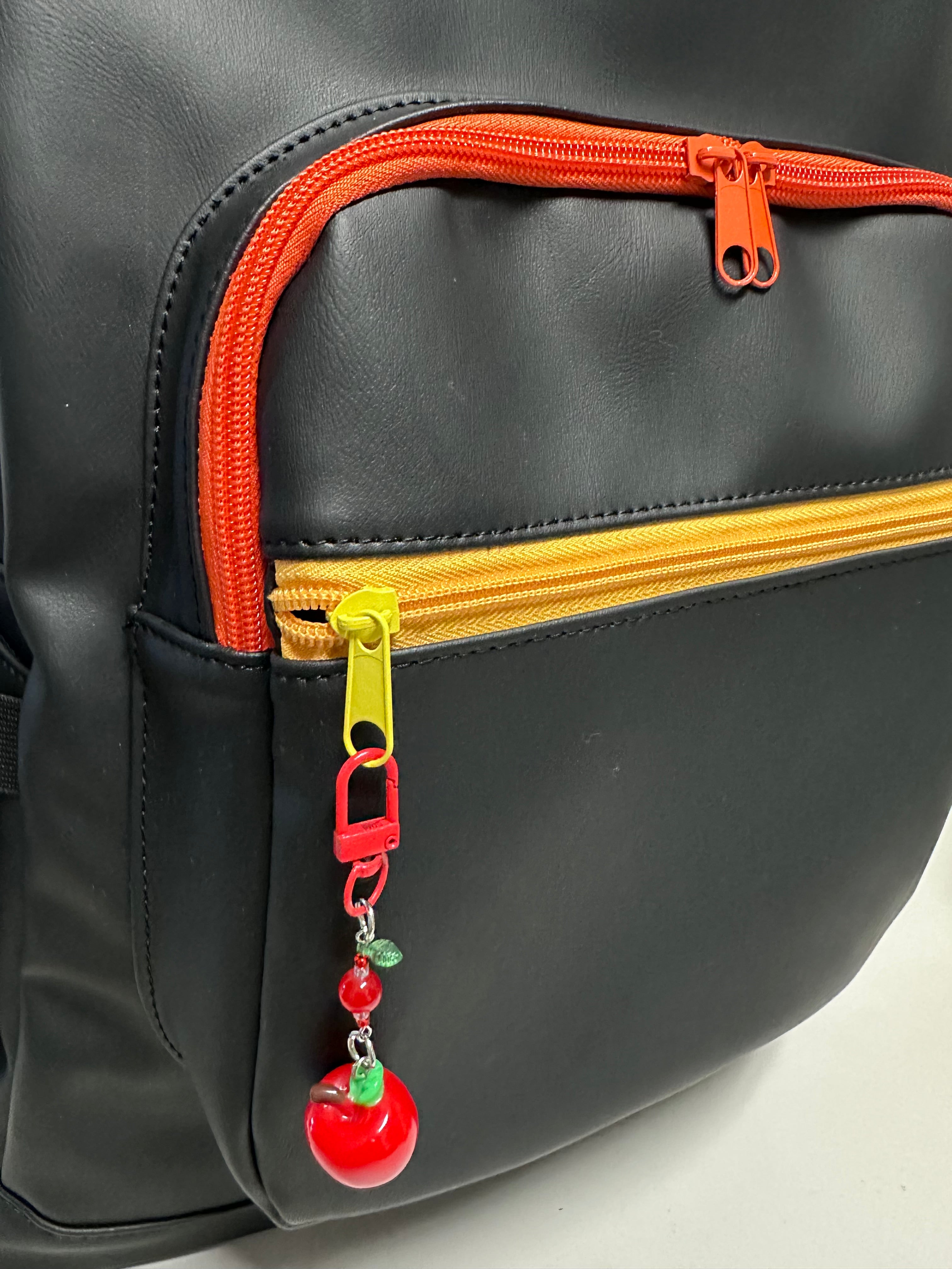 Handmade Large Faux Leather Backpack – Black with Bright Color Accents