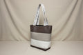 Handmade Faux Leather Tote Bag – Neutral Color Block