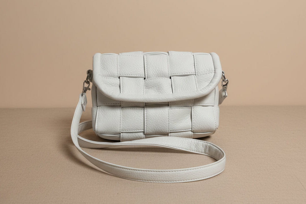 Mini Woven Crossbody – White