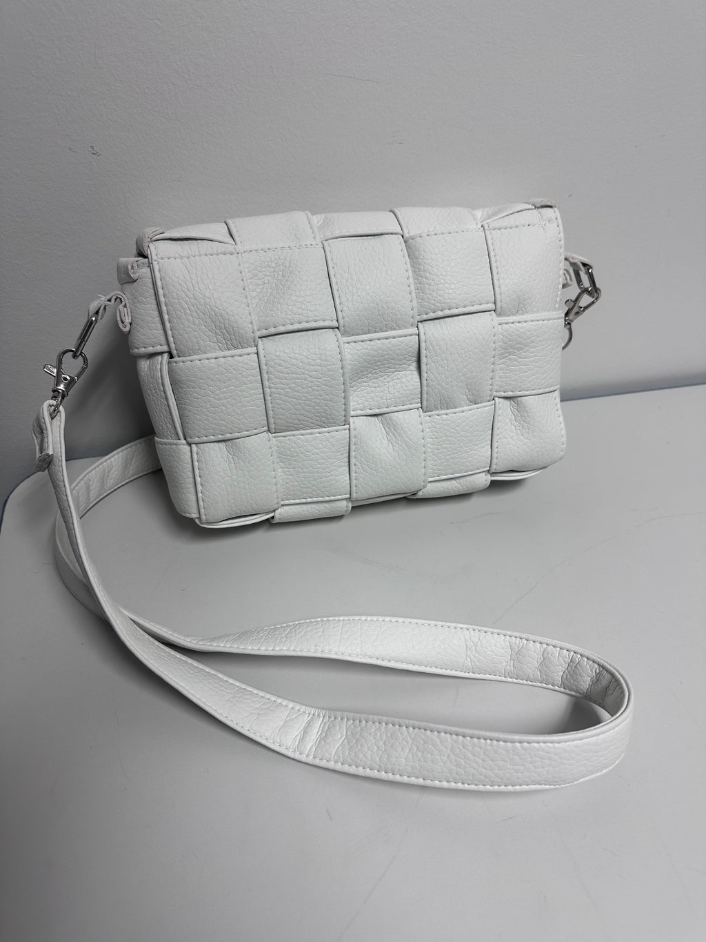 Mini Woven Crossbody – White