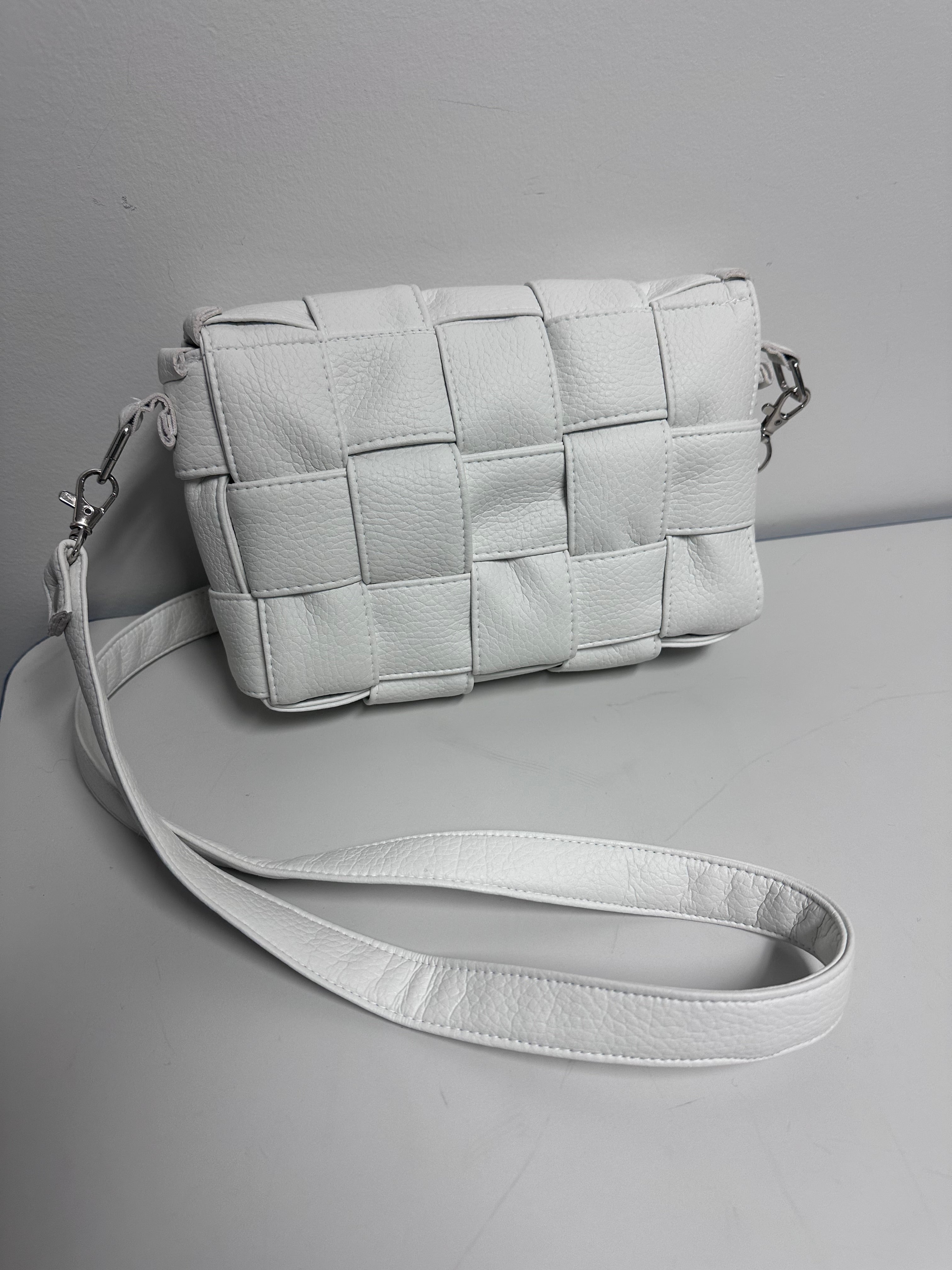 Mini Woven Crossbody – White