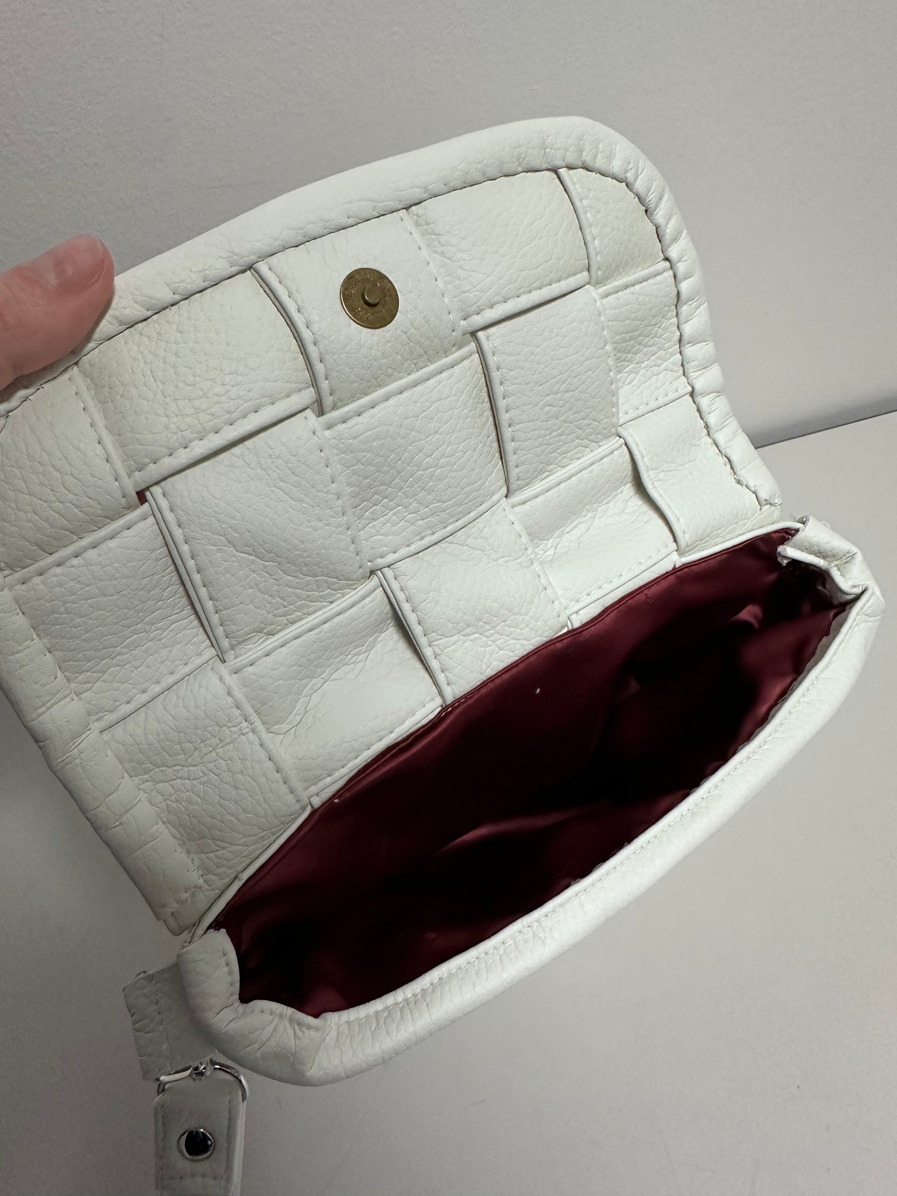 Mini Woven Crossbody – White