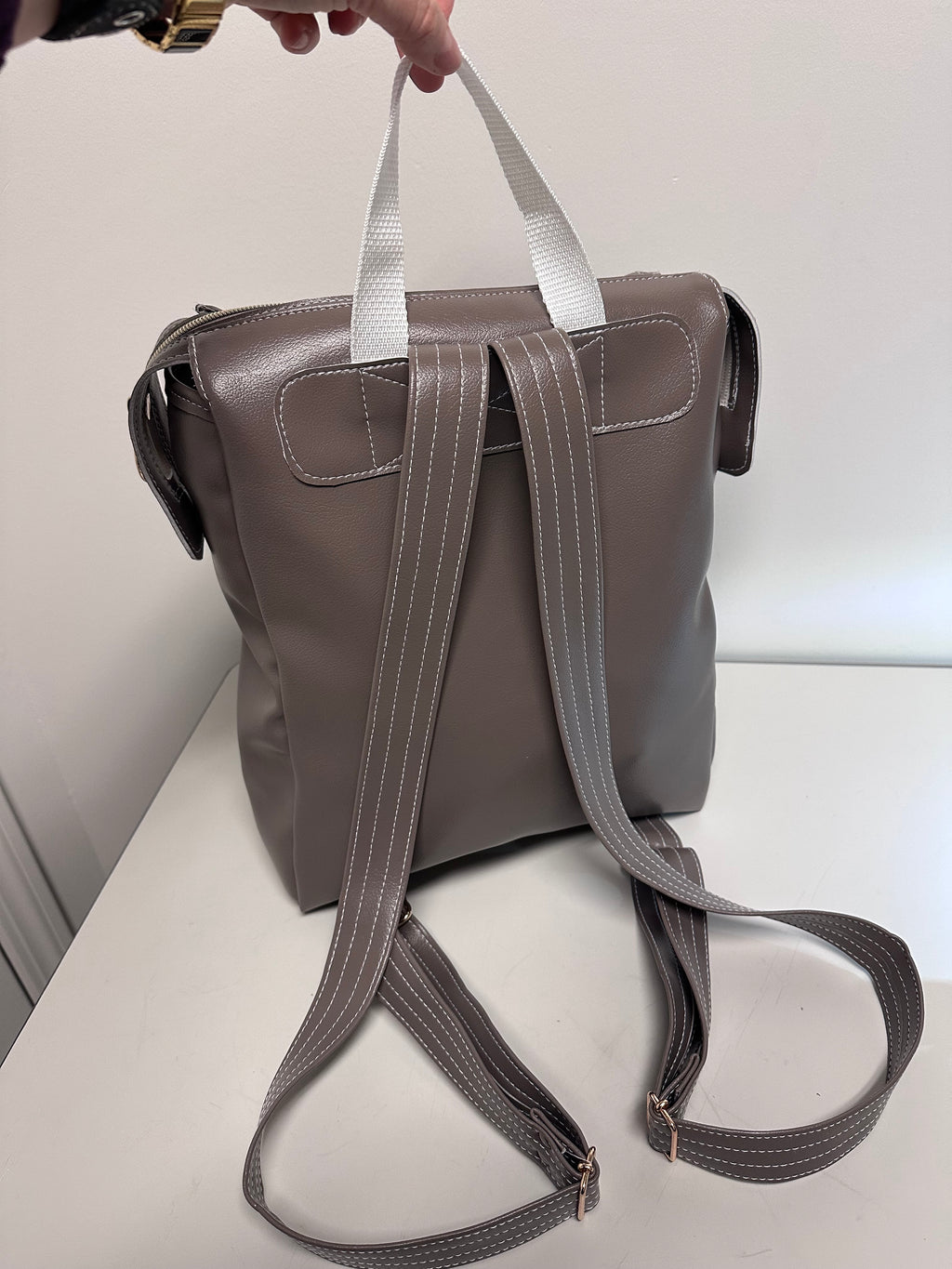 Faux Leather Backpack – Minimalist Tan  Everyday Bag