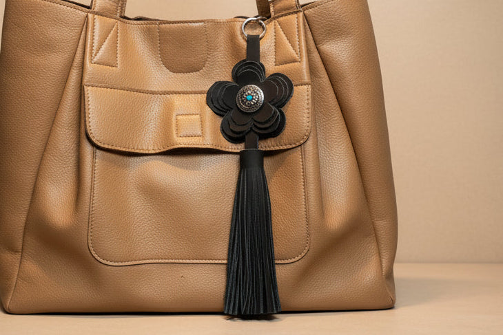 Deluxe Handmade Leather Tassel Bag Charm