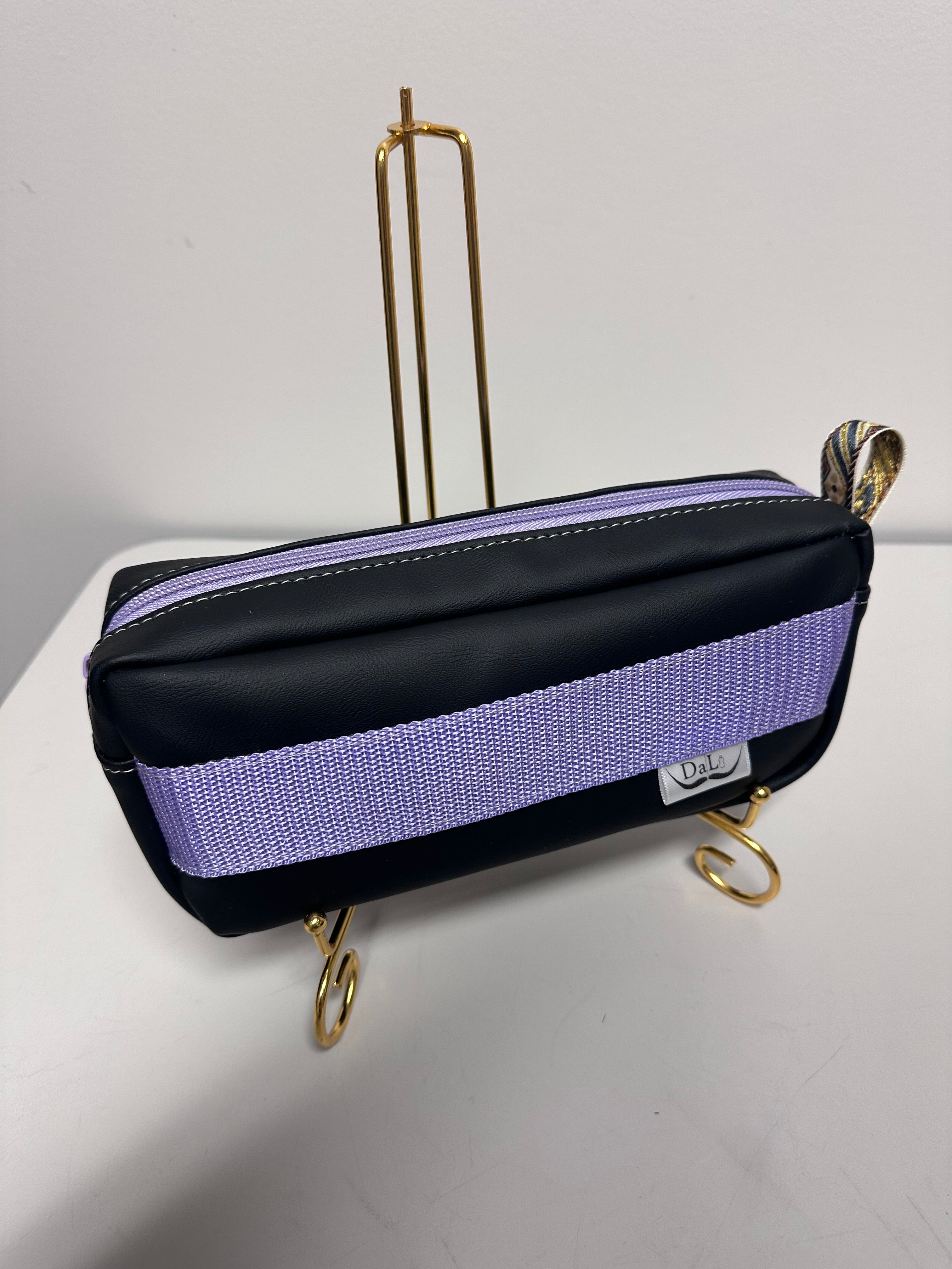 Faux Leather Mini Bag / Pencil Case – Modern Stripe Design