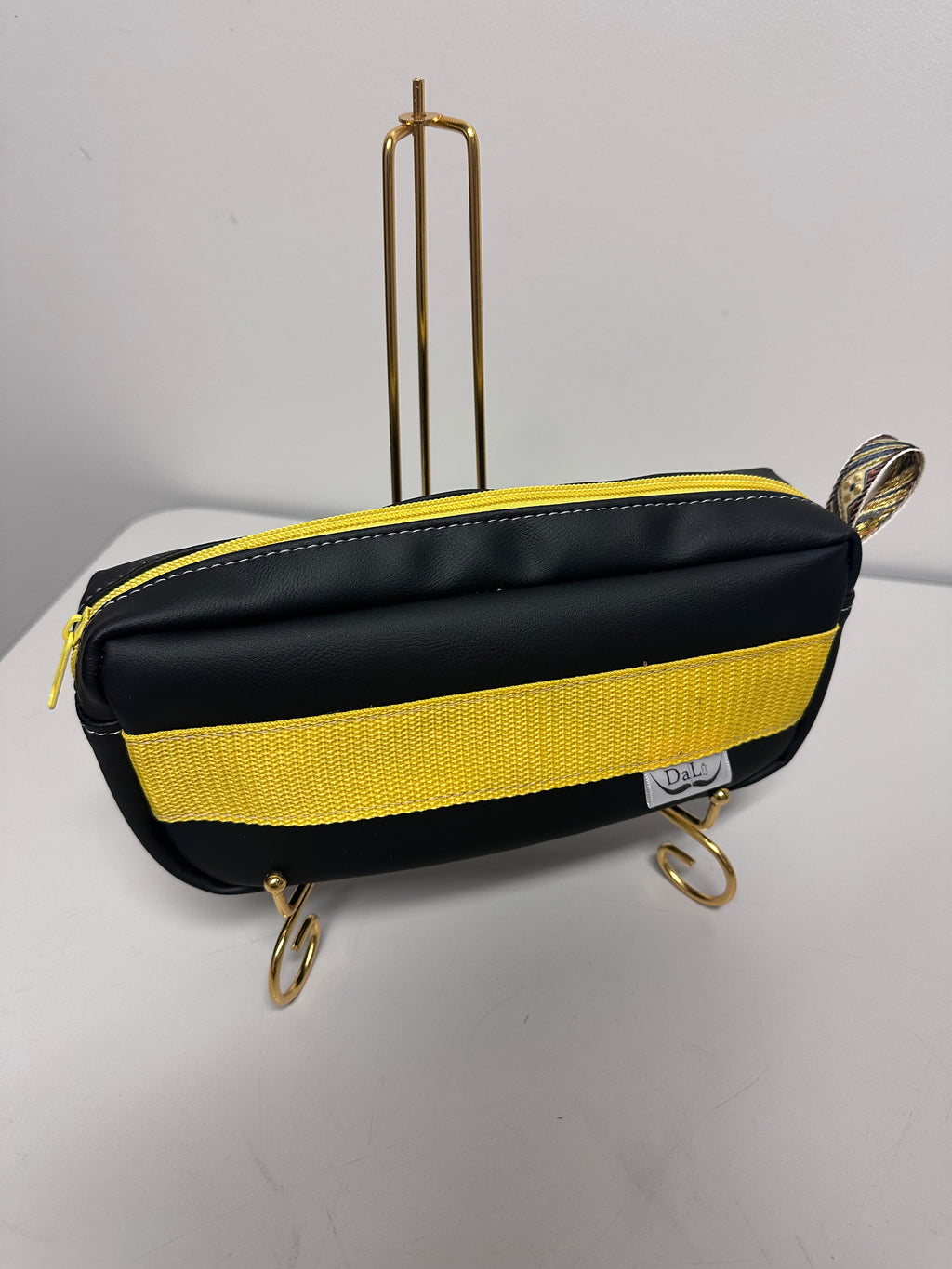 Faux Leather Mini Bag / Pencil Case – Modern Stripe Design