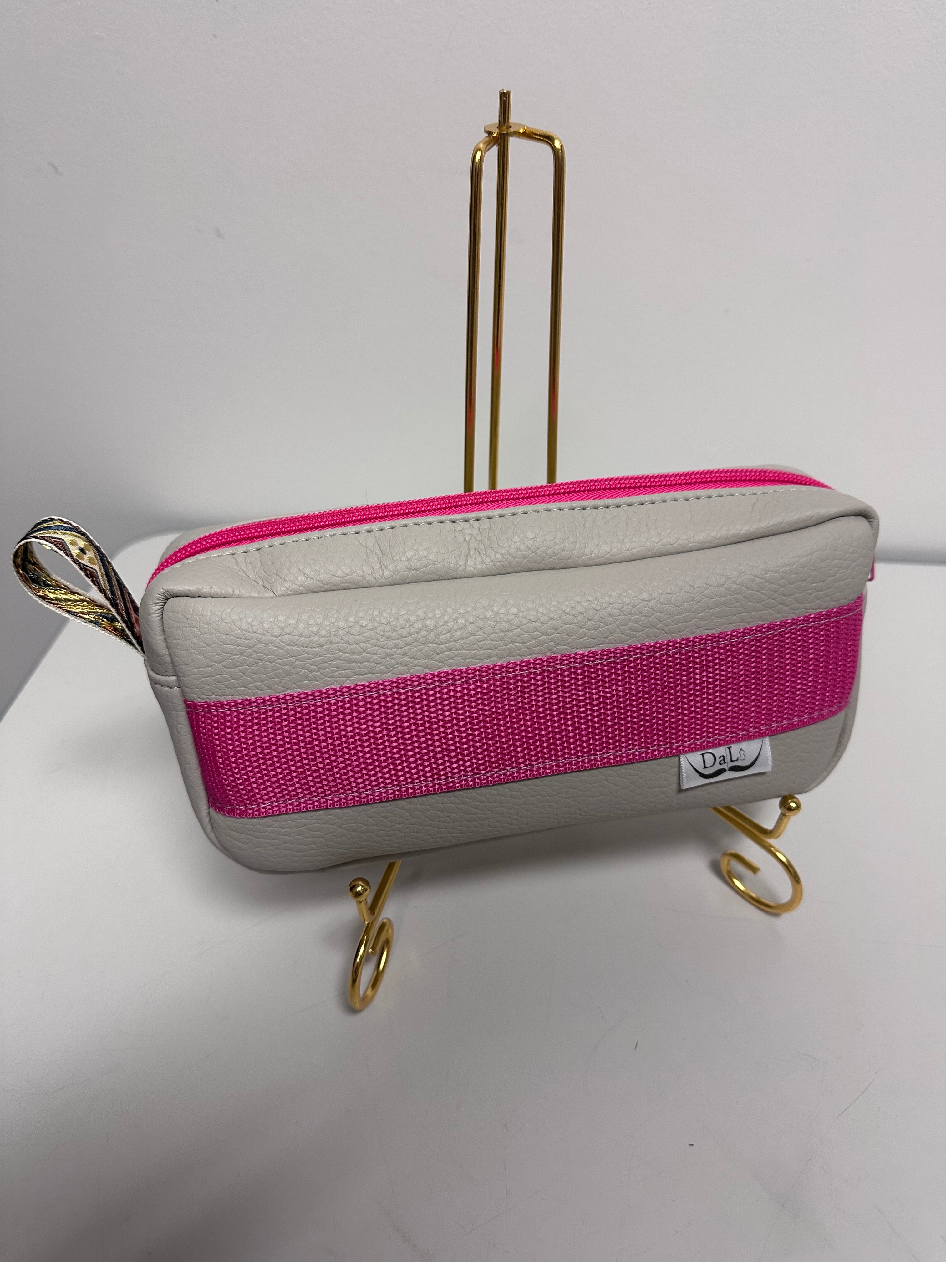 Faux Leather Mini Bag / Pencil Case – Modern Stripe Design
