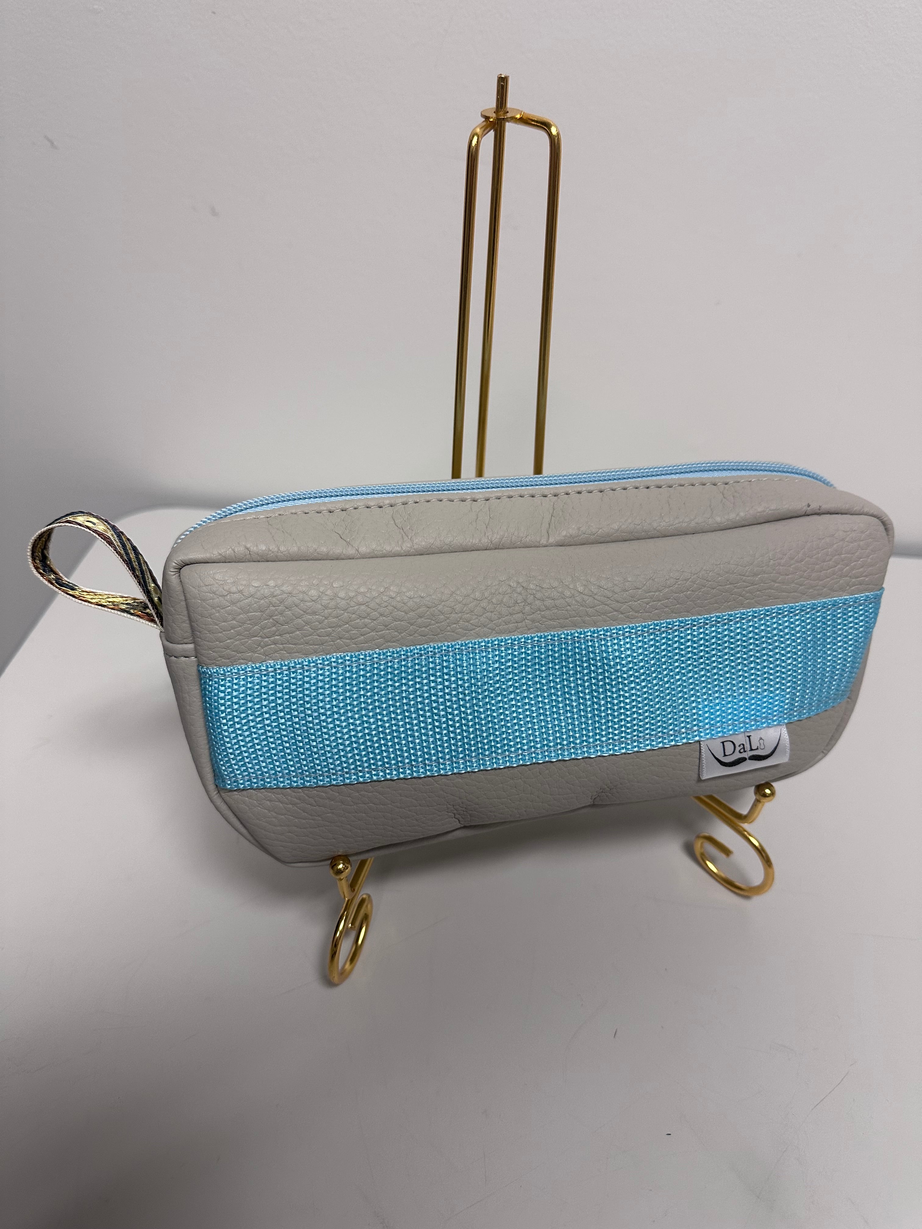 Faux Leather Mini Bag / Pencil Case – Modern Stripe Design