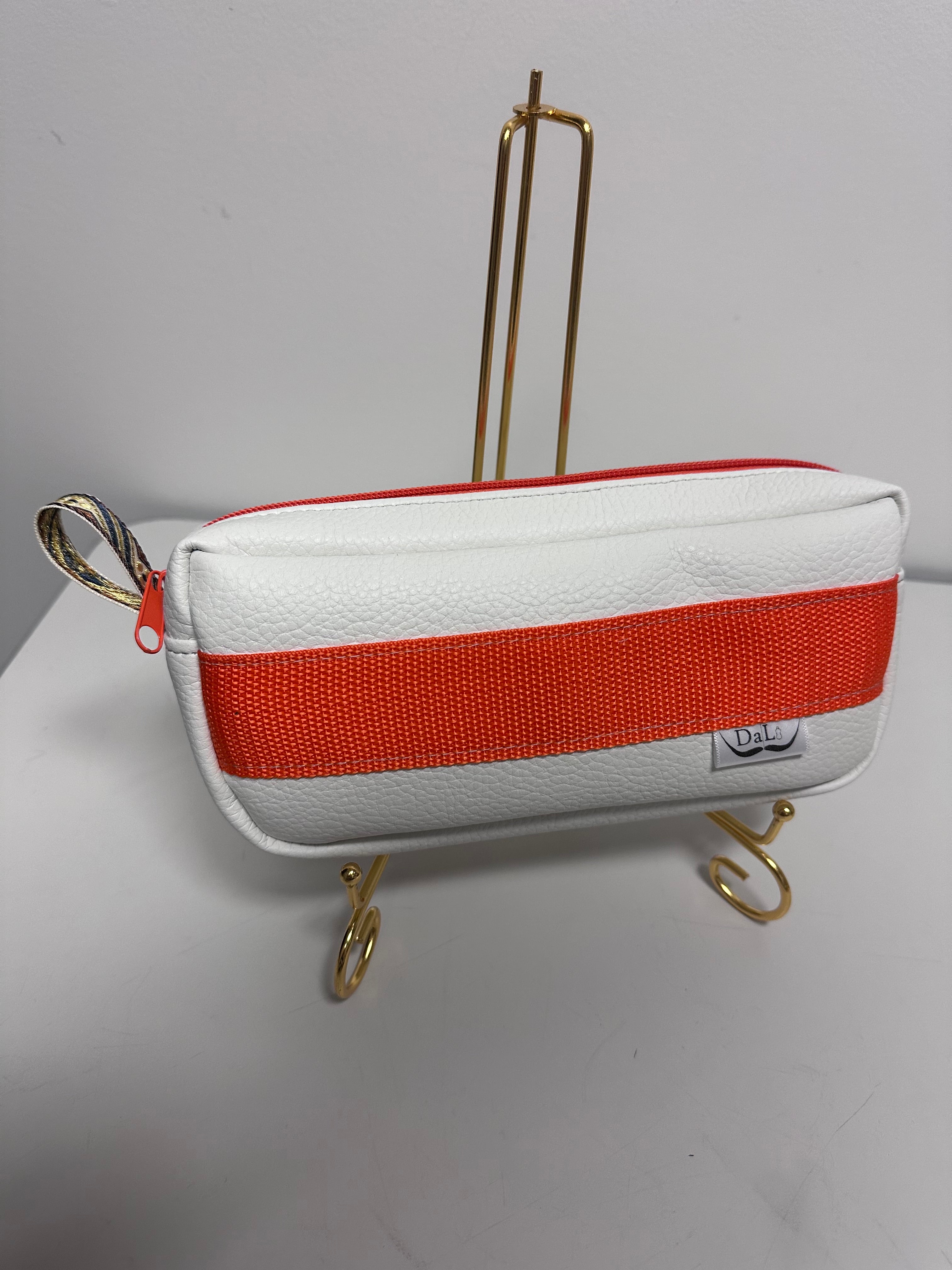 Faux Leather Mini Bag / Pencil Case – Modern Stripe Design