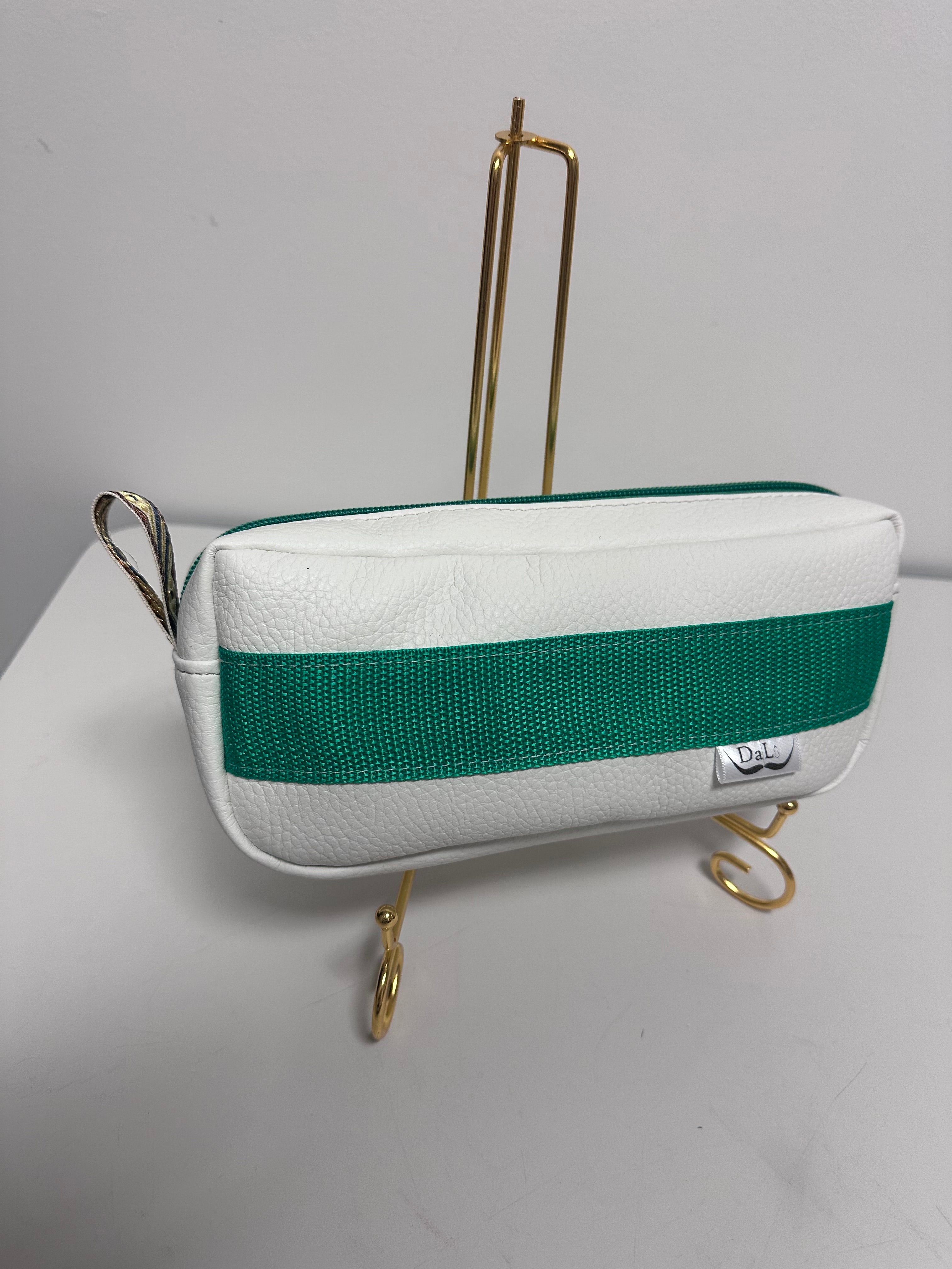 Faux Leather Mini Bag / Pencil Case – Modern Stripe Design