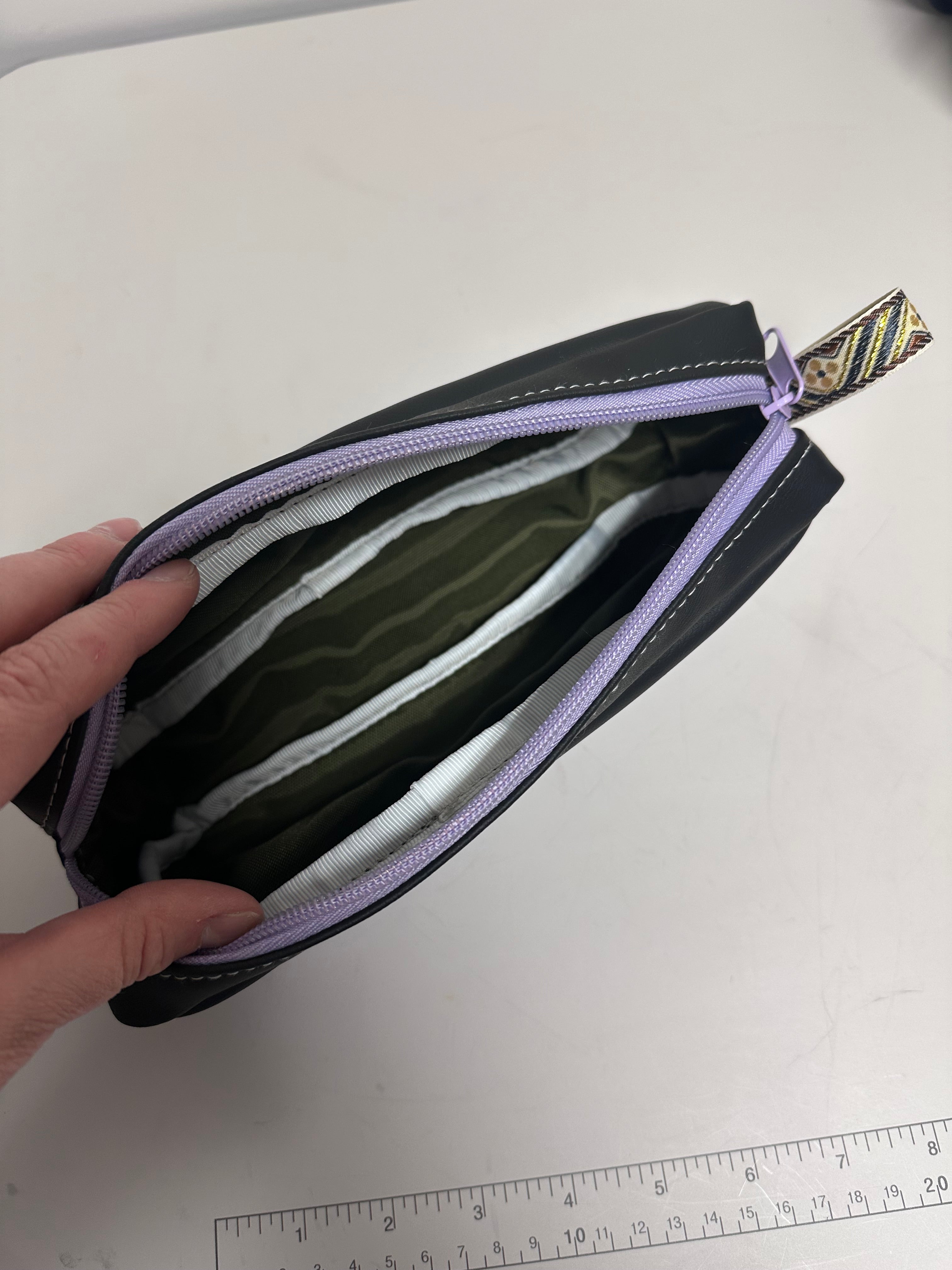 Faux Leather Mini Bag / Pencil Case – Modern Stripe Design