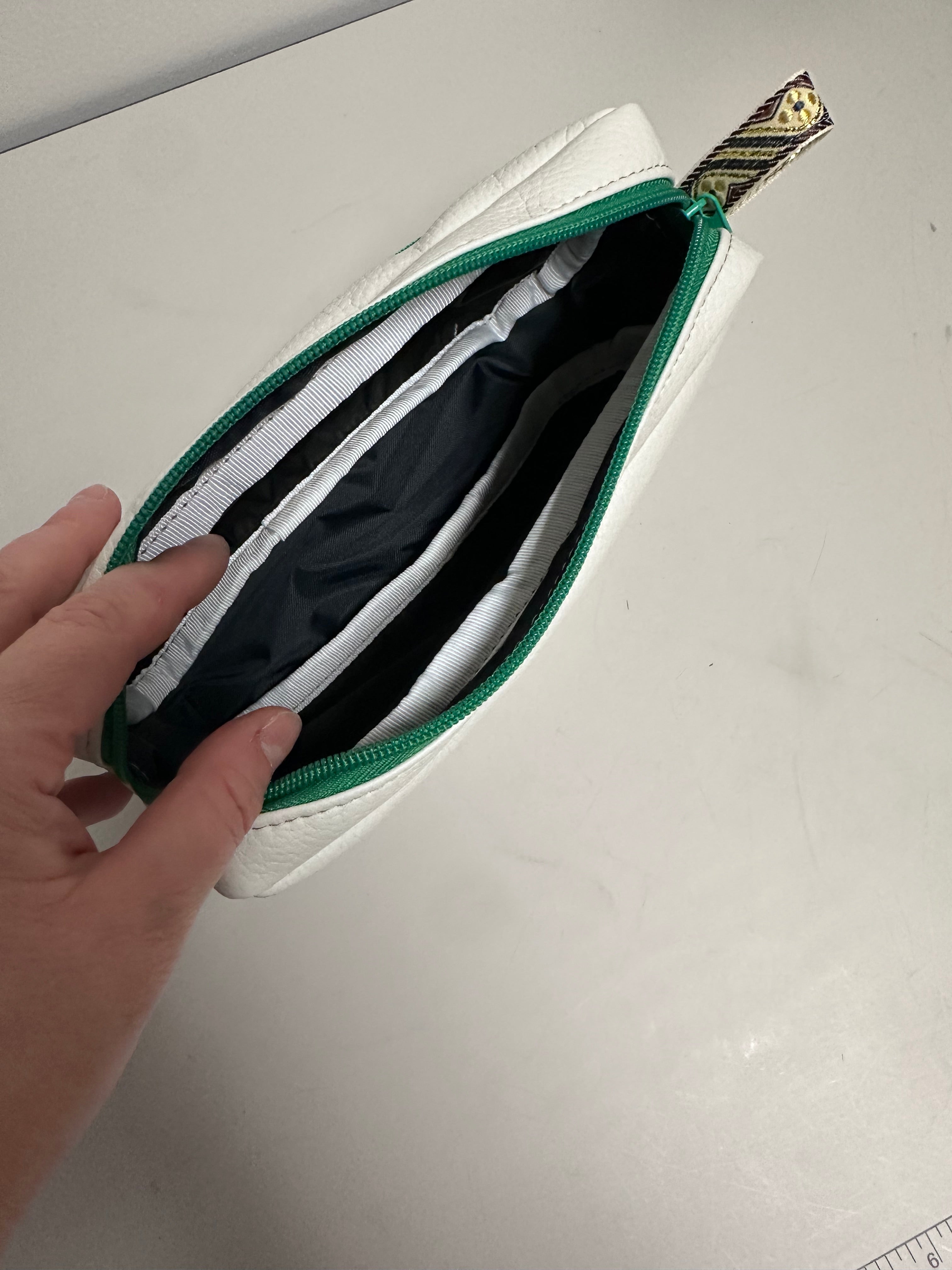 Faux Leather Mini Bag / Pencil Case – Modern Stripe Design