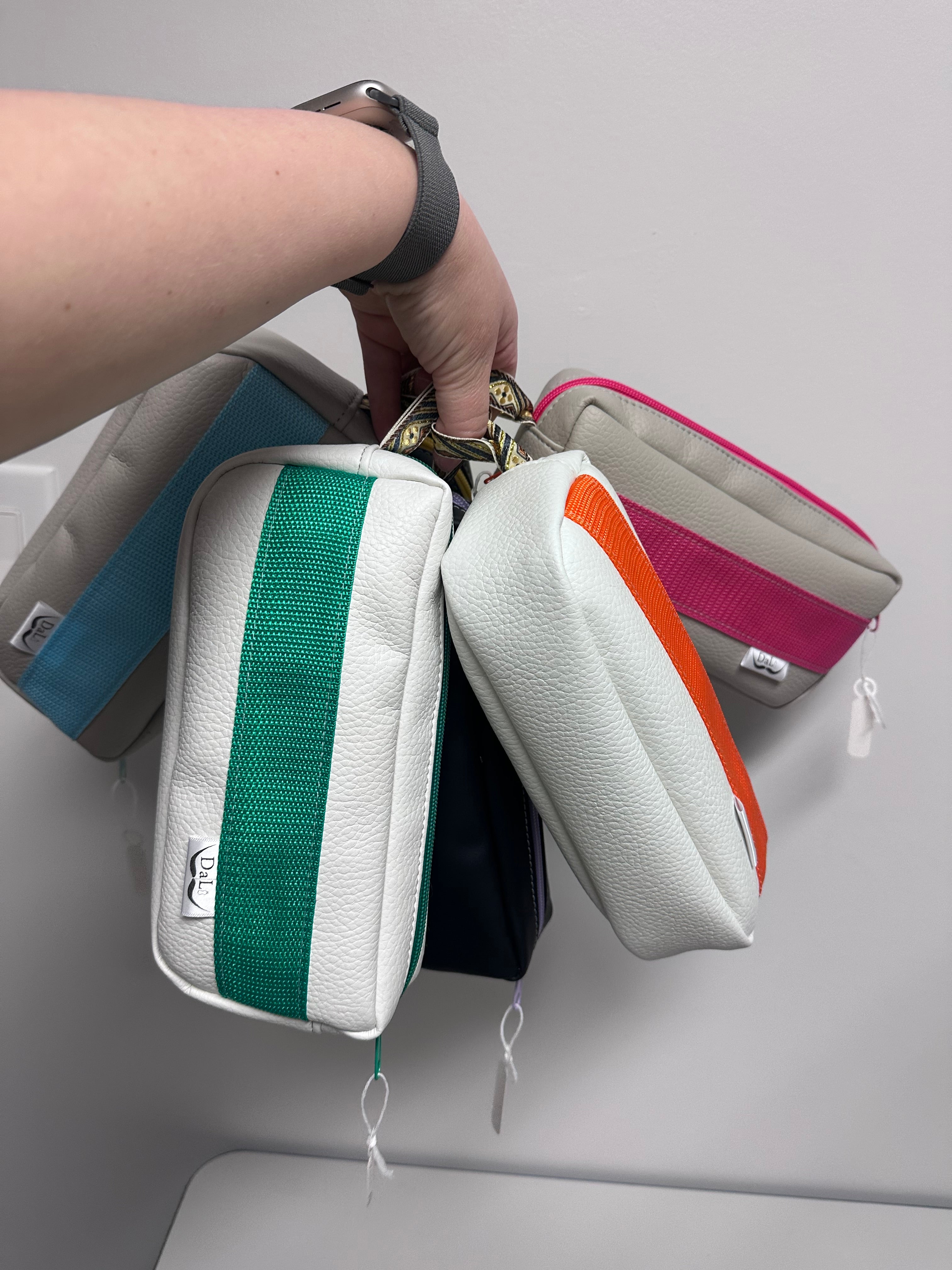 Faux Leather Mini Bag / Pencil Case – Modern Stripe Design