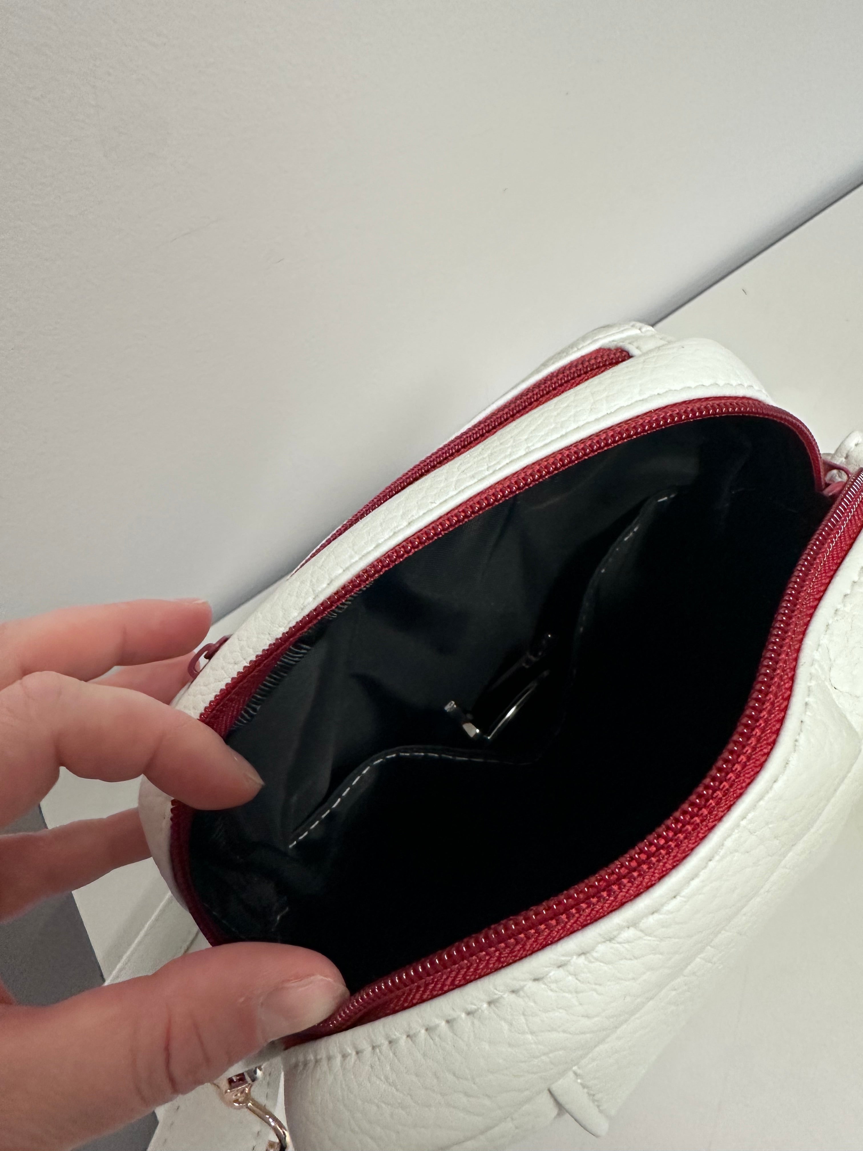 White Faux Leather Crossbody Organizer Bag