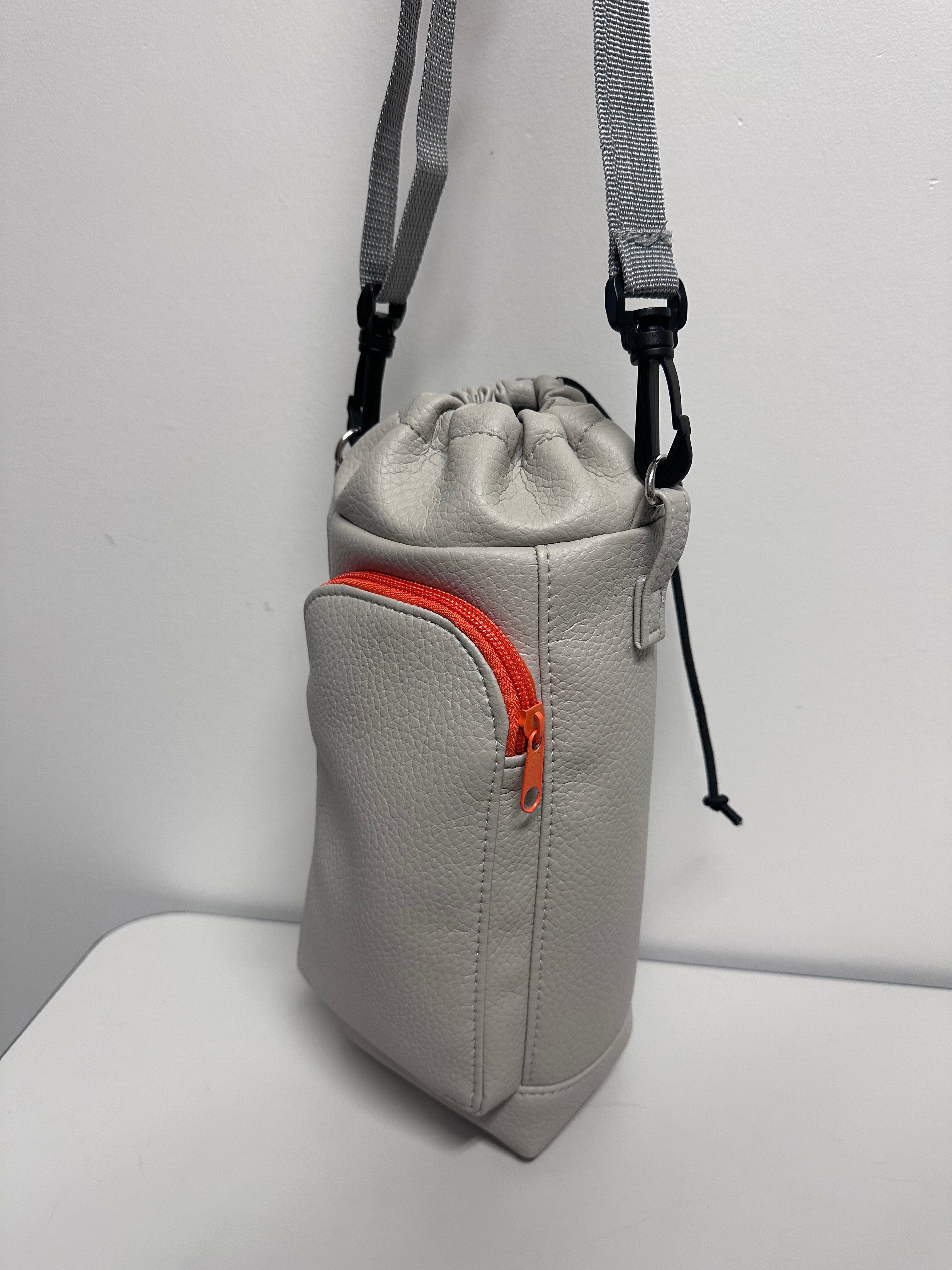 Faux Leather Bottle Holder Crossbody Bag