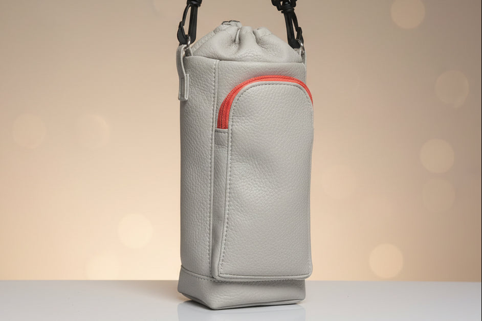 Faux Leather Bottle Holder Crossbody Bag
