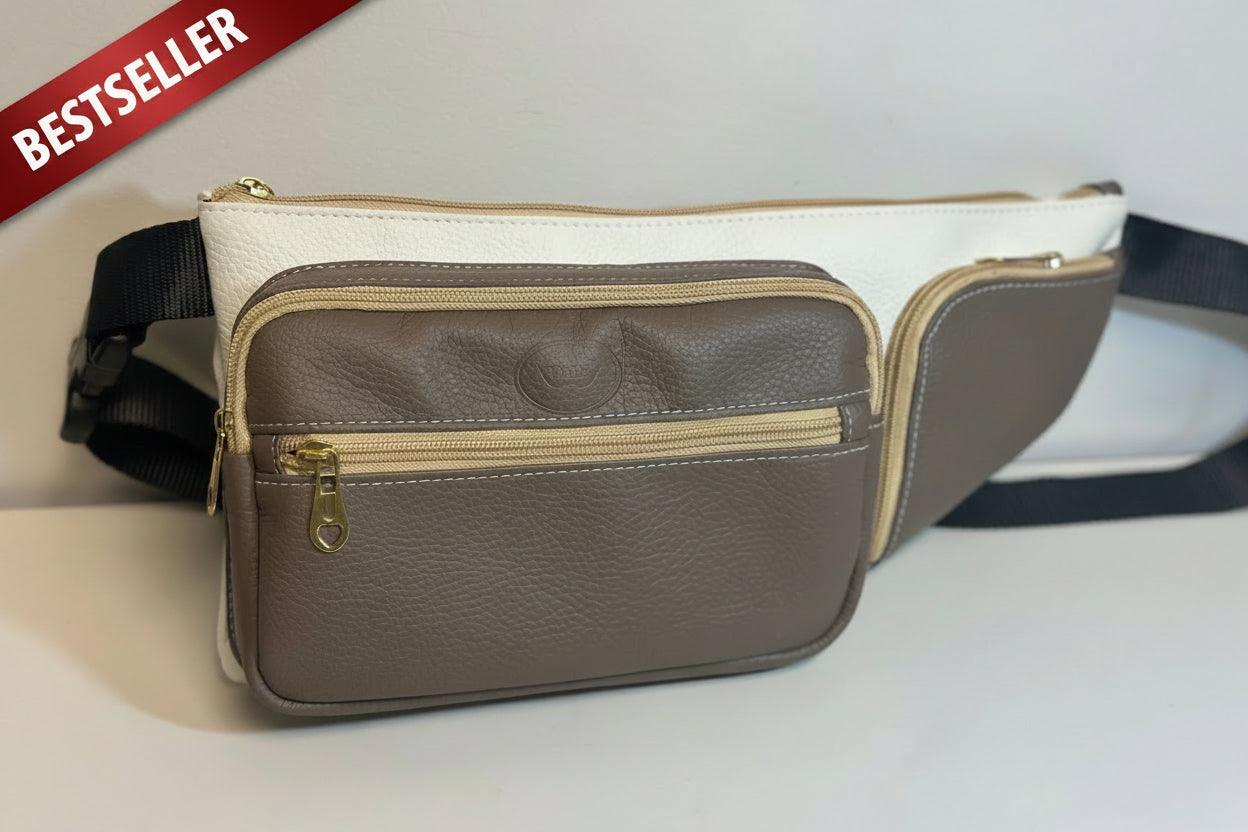 Faux Leather Waist Bag – Multi Pocket Everyday Hands Free Bag