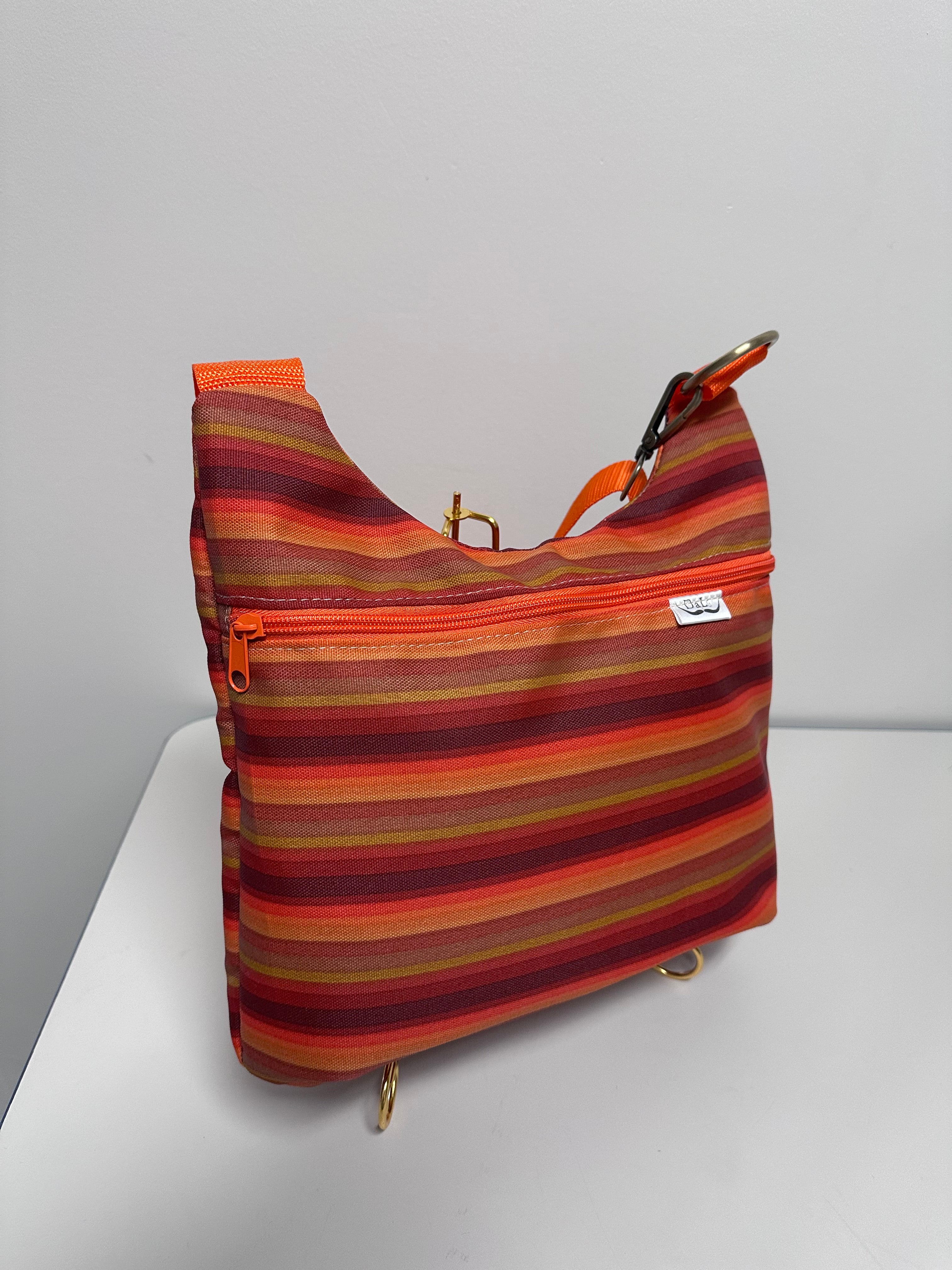 Sunset Stripe Crossbody Bag – Handmade Waterproof Canvas Purse