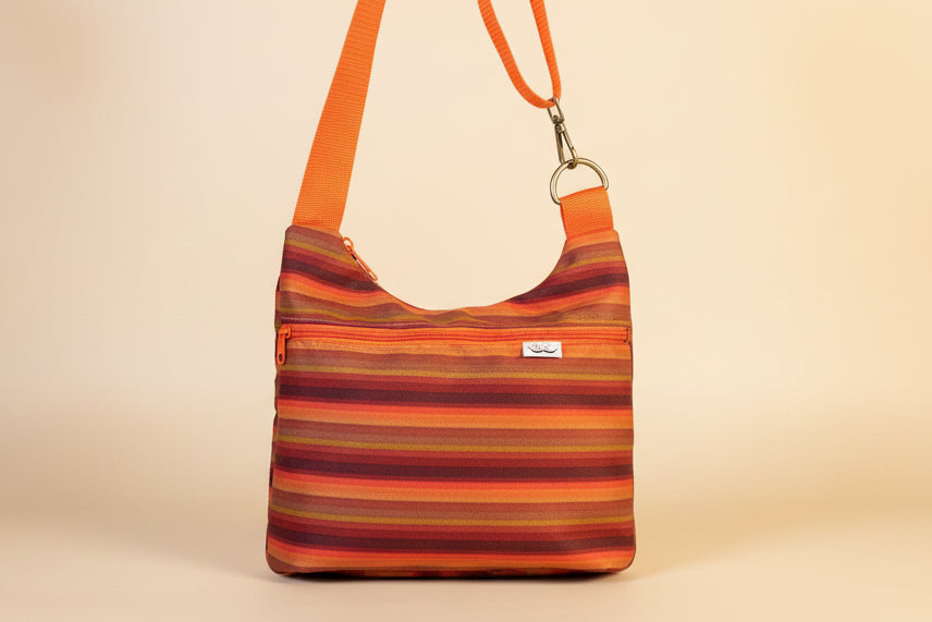 Sunset Stripe Crossbody Bag – Handmade Waterproof Canvas Purse
