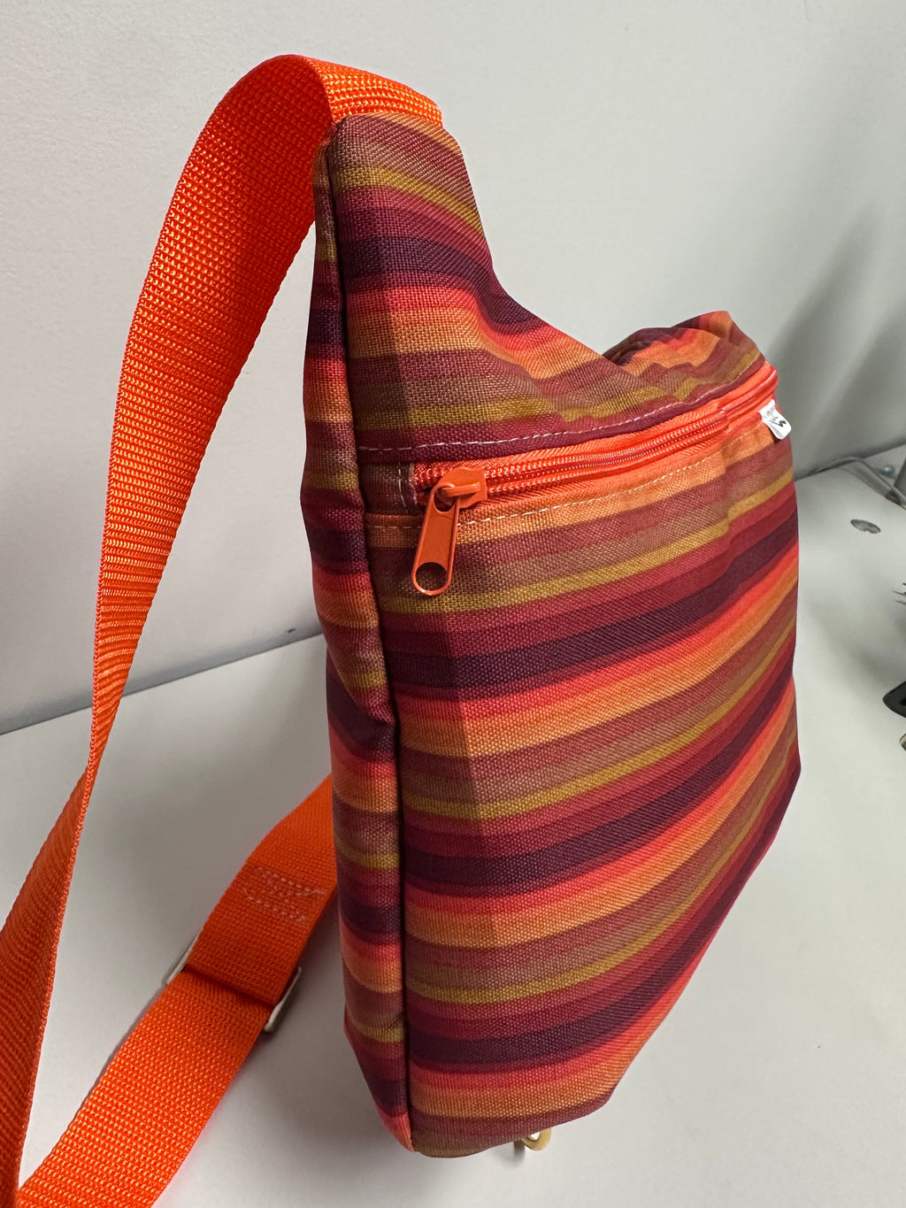 Sunset Stripe Crossbody Bag – Handmade Waterproof Canvas Purse