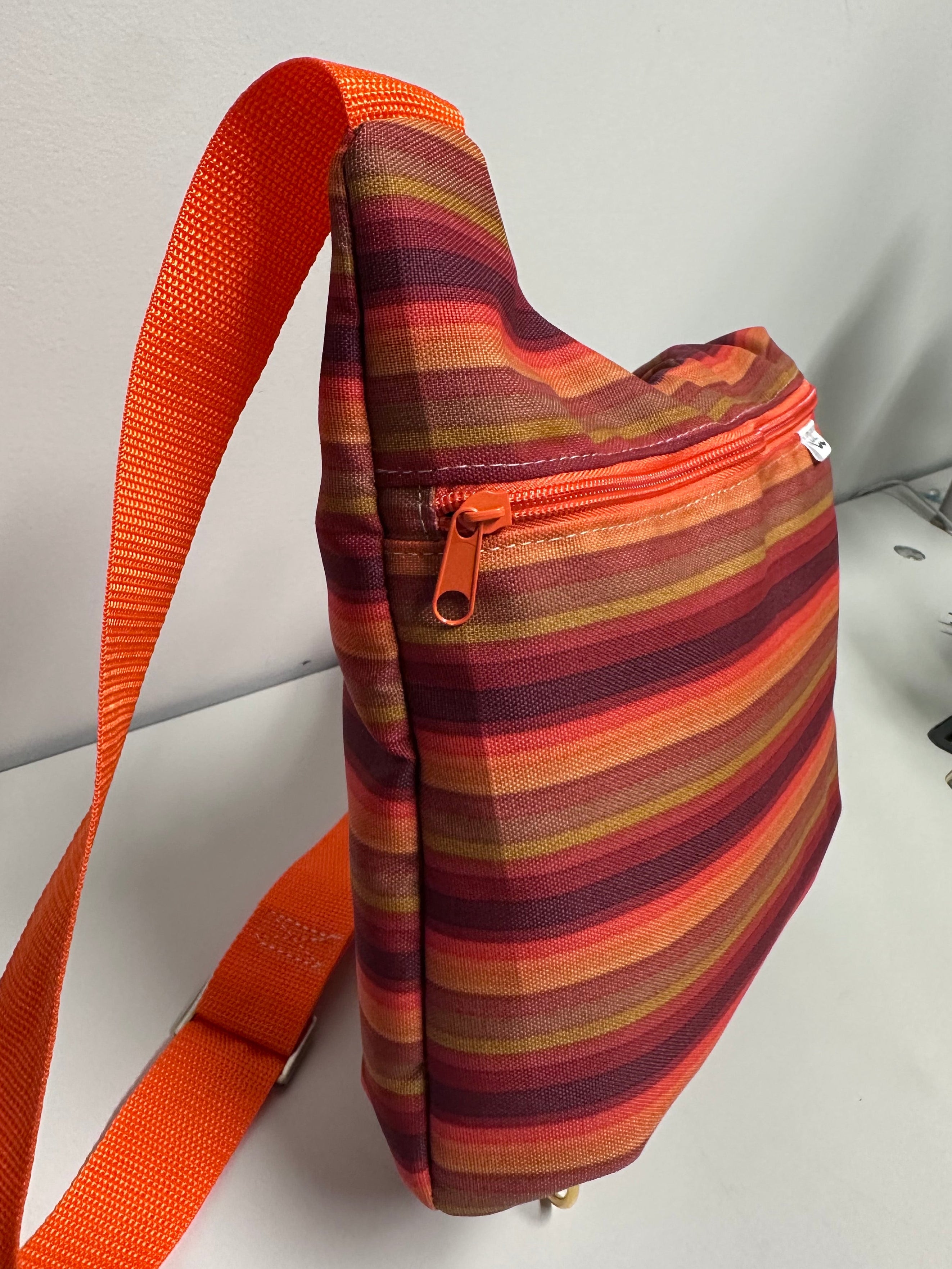 Sunset Stripe Crossbody Bag – Handmade Waterproof Canvas Purse