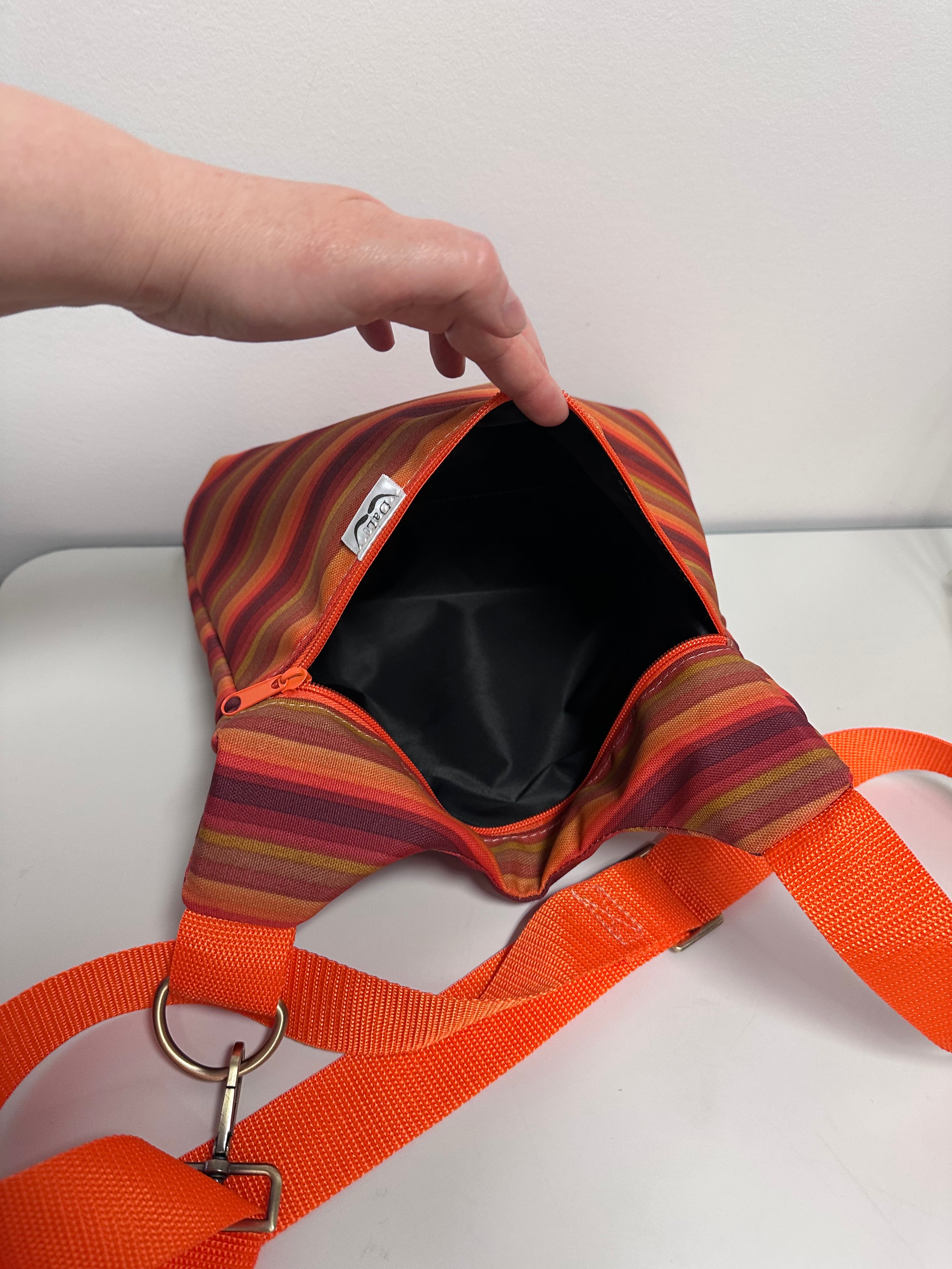 Sunset Stripe Crossbody Bag – Handmade Waterproof Canvas Purse