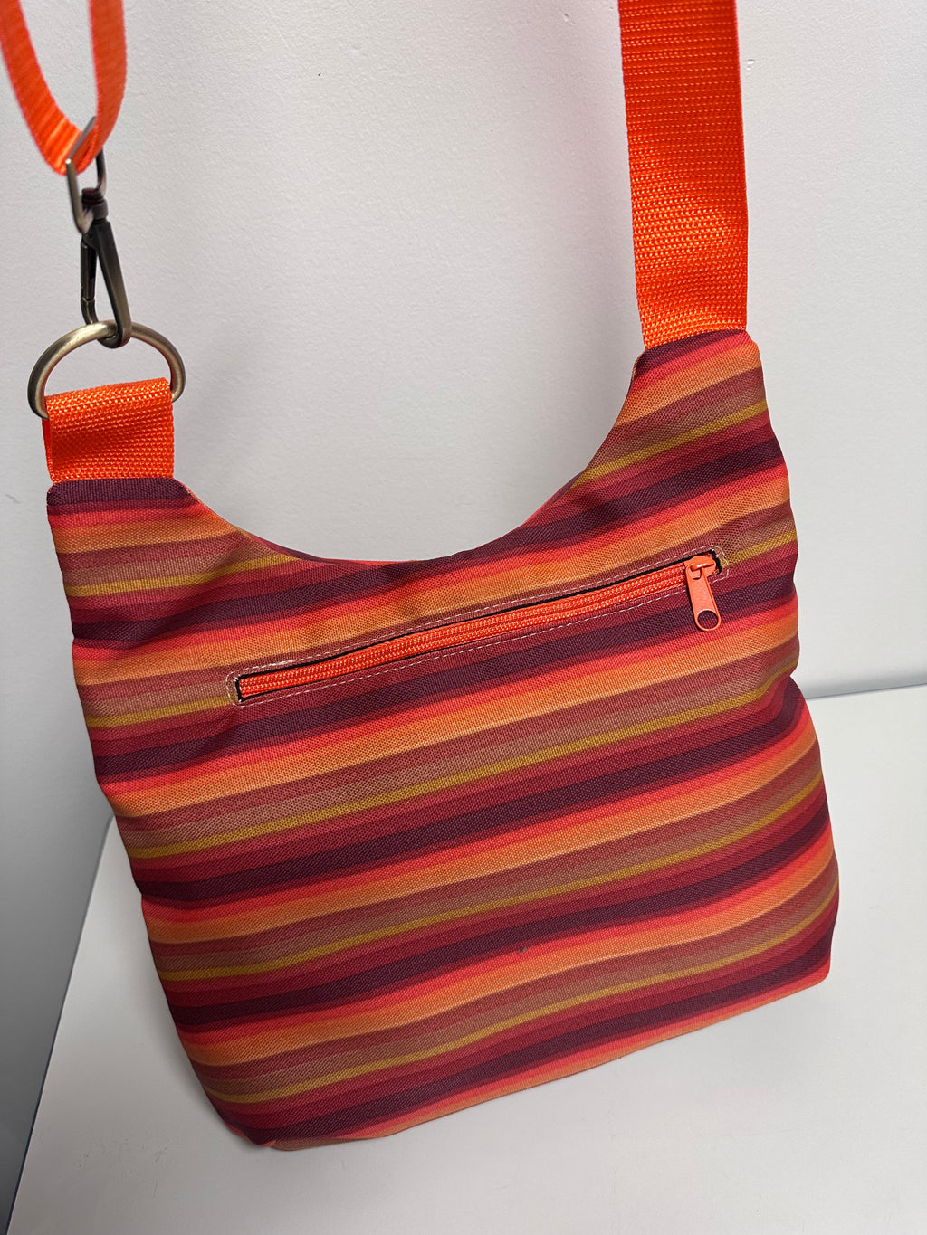 Sunset Stripe Crossbody Bag – Handmade Waterproof Canvas Purse
