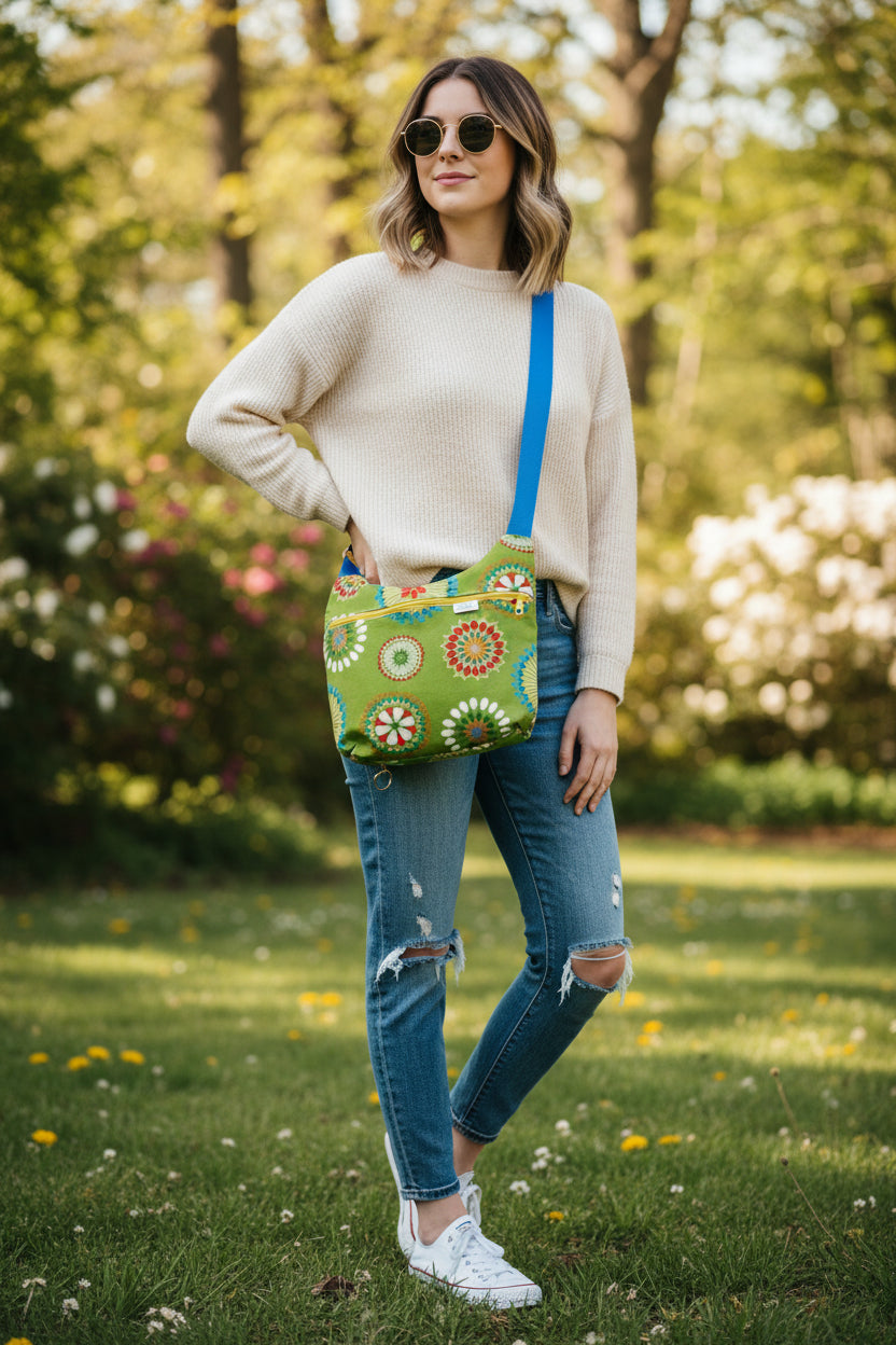 Sunset Stripe Crossbody Bag – Handmade Waterproof Canvas Purse
