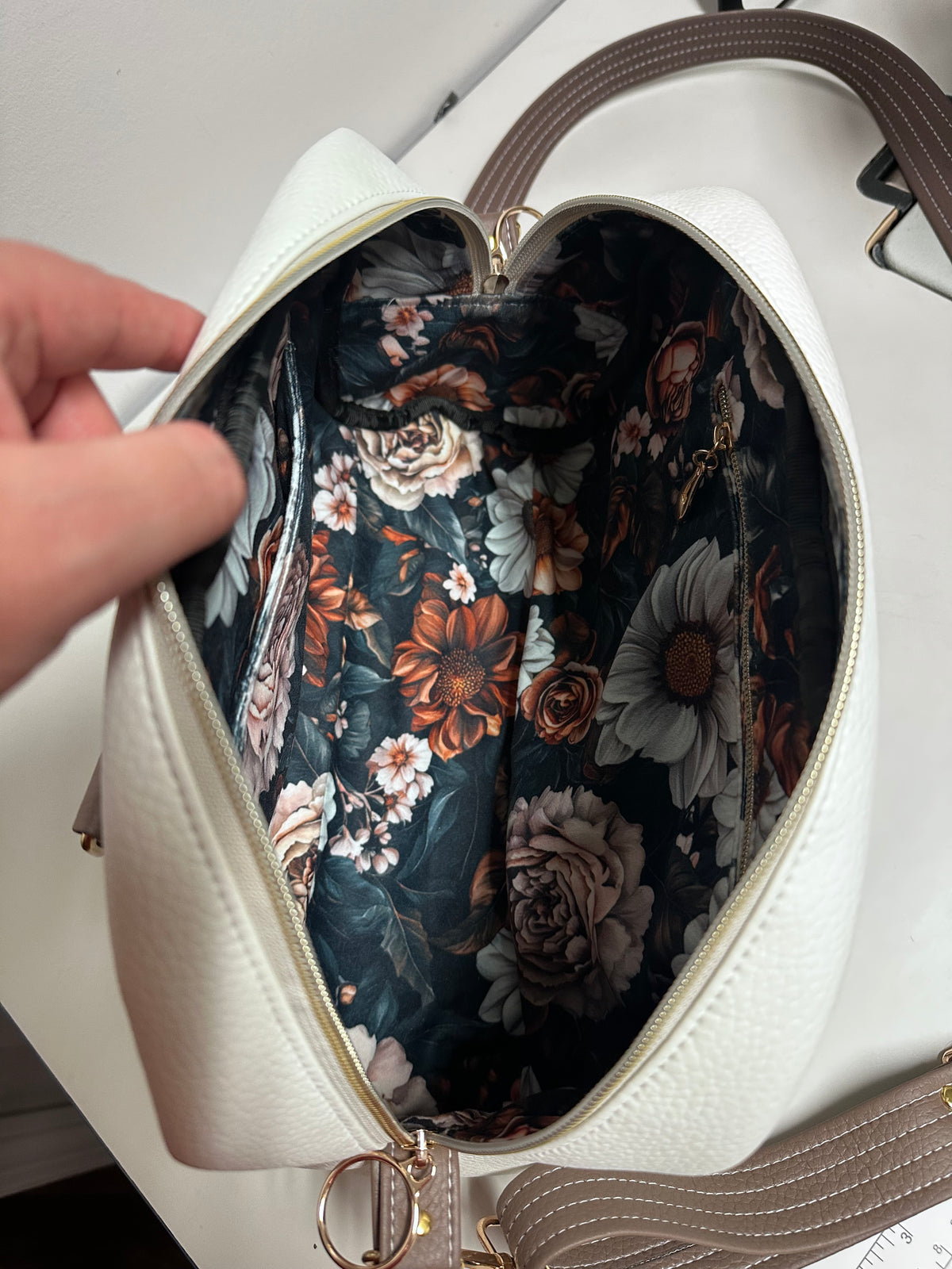 White and Mocha Cross-body Bag