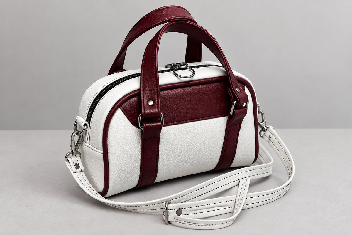 Bordeaux Retro Convertible Handbag - White & Burgundy