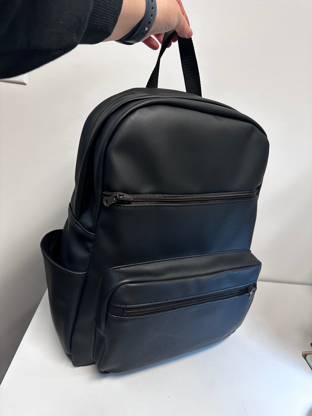 Metro Black Laptop Backpack – Large Faux Leather Backpack